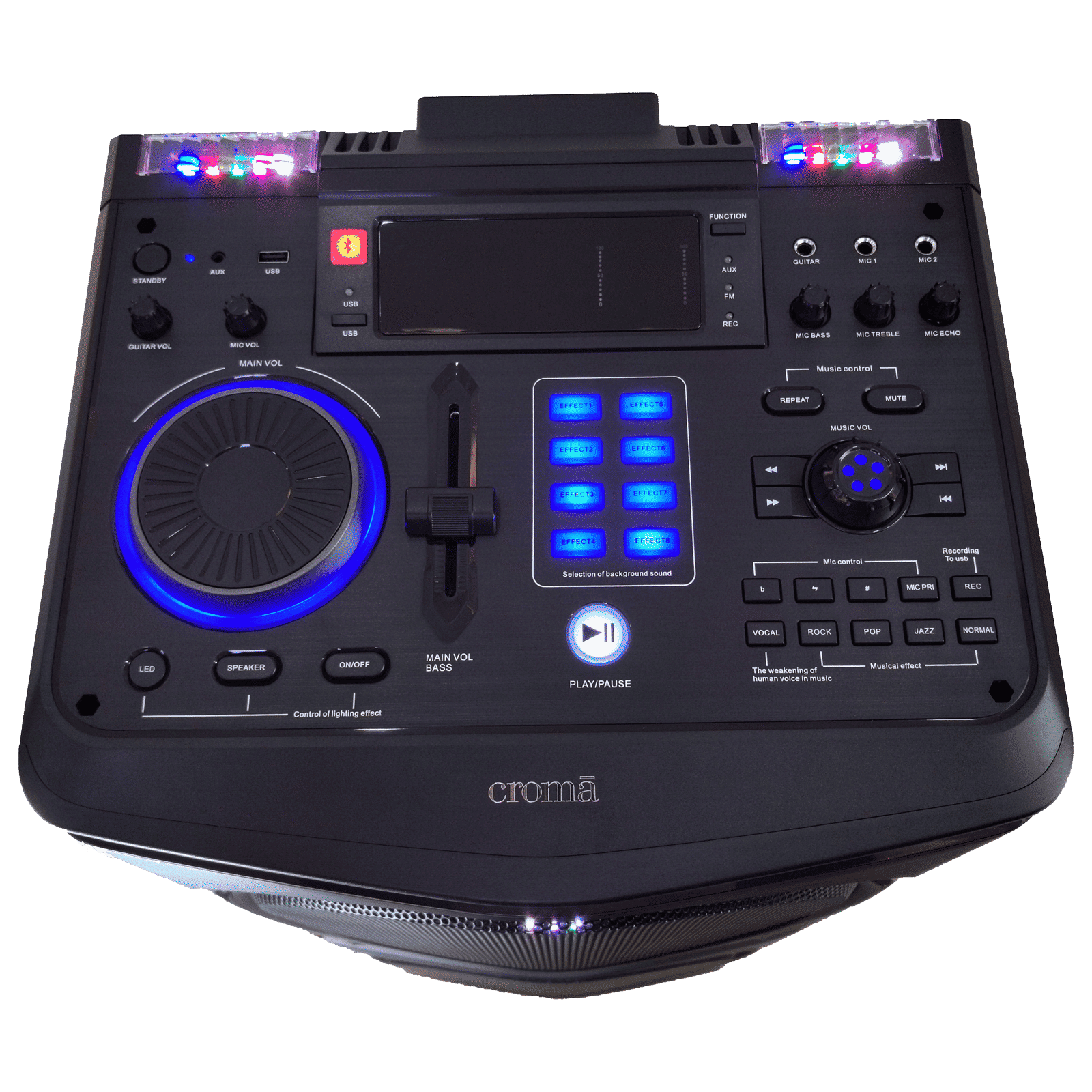 Croma Thumri 1800W Bluetooth Party Speaker with Mic (Preset Equalizer Modes, 2.0 Channel, Black) Croma Thumri 1800W Bluetooth Party Speaker with Mic (Preset Equalizer Modes, 2.0 Channel, Black)_4