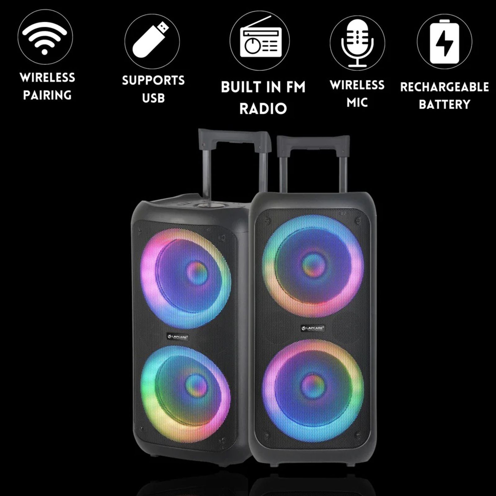 LAPCARE LAPSONIC III 50W Portable Bluetooth Speaker (Built-in FM Radio, Stereo Channel, Black) LAPCARE LAPSONIC III 50W Portable Bluetooth Speaker (Built-in FM Radio, Stereo Channel, Black)_6