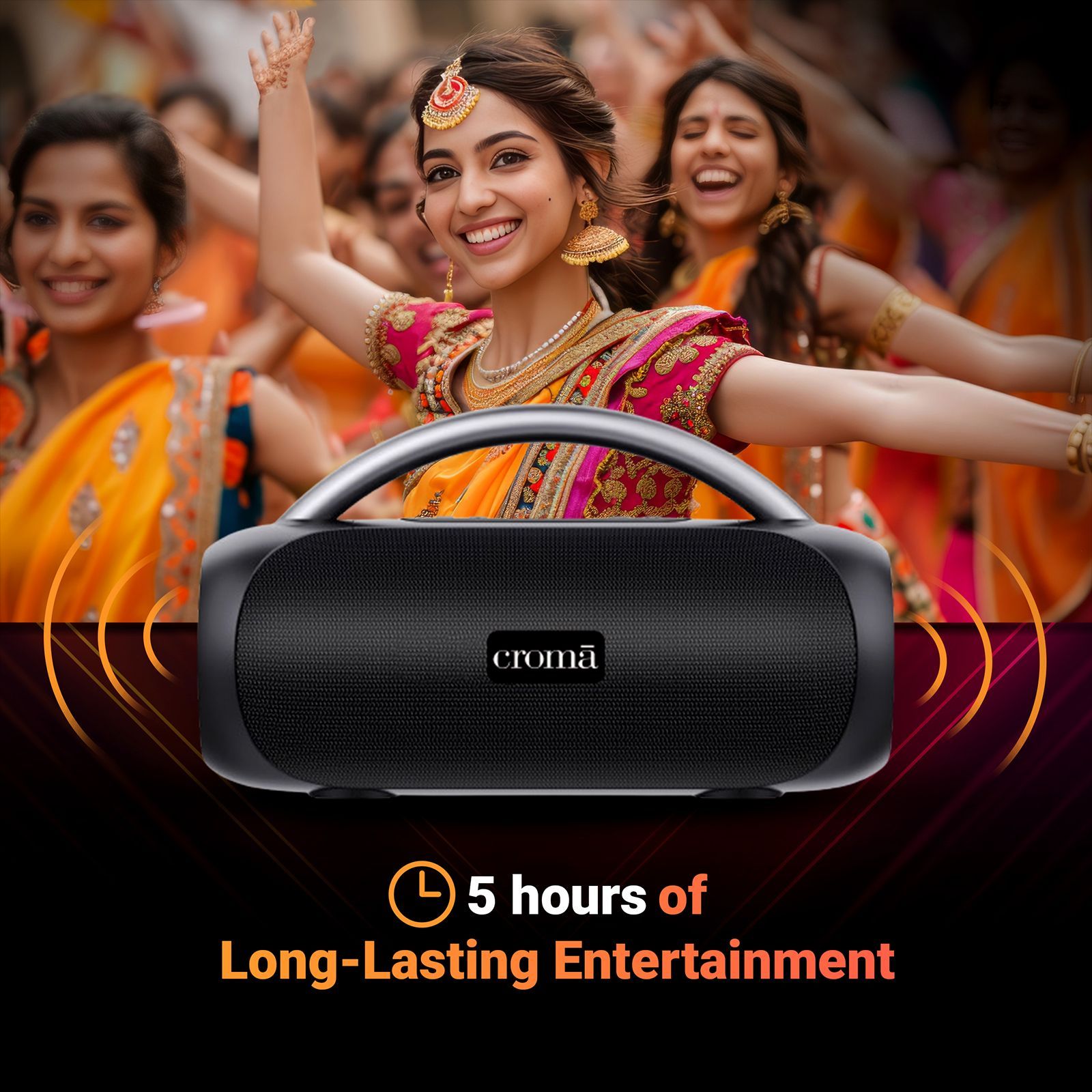 Croma 20W Portable Bluetooth Speaker (IPX5 Water Resistant, 5 Hours Playback Time, Premium Black) Croma 20W Portable Bluetooth Speaker (IPX5 Water Resistant, 5 Hours Playback Time, Premium Black)_10