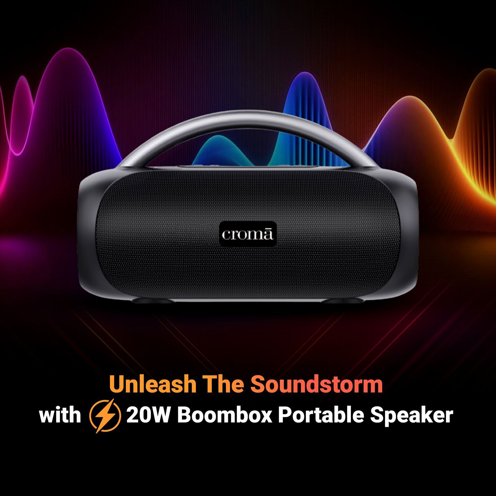 Croma 20W Portable Bluetooth Speaker (IPX5 Water Resistant, 5 Hours Playback Time, Premium Black) Croma 20W Portable Bluetooth Speaker (IPX5 Water Resistant, 5 Hours Playback Time, Premium Black)_8