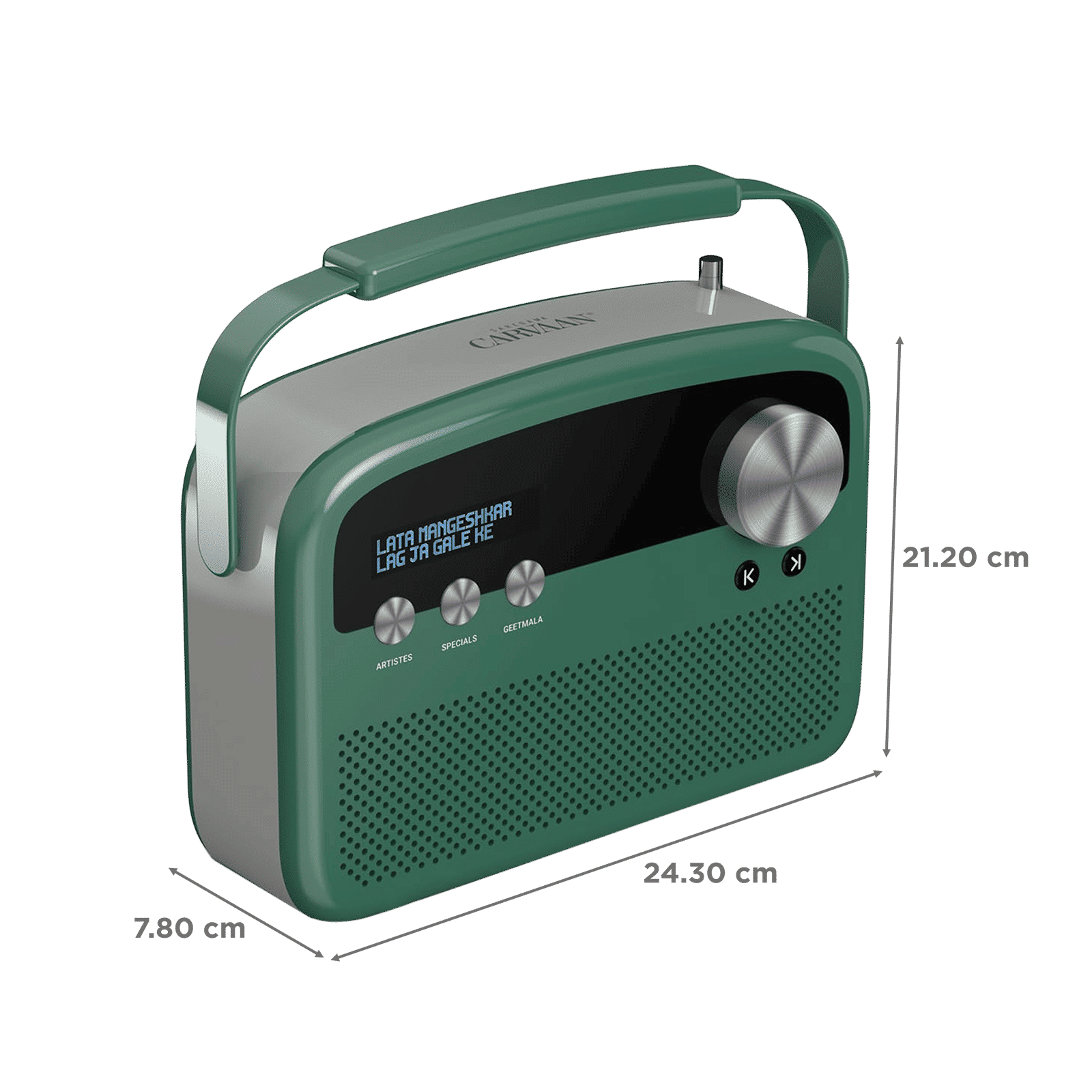 SAREGAMA Carvaan Lite Hindi 20 Watts Portable Bluetooth Speaker (5 Hours Playtime, Stereo Channel, Jade Green)_3