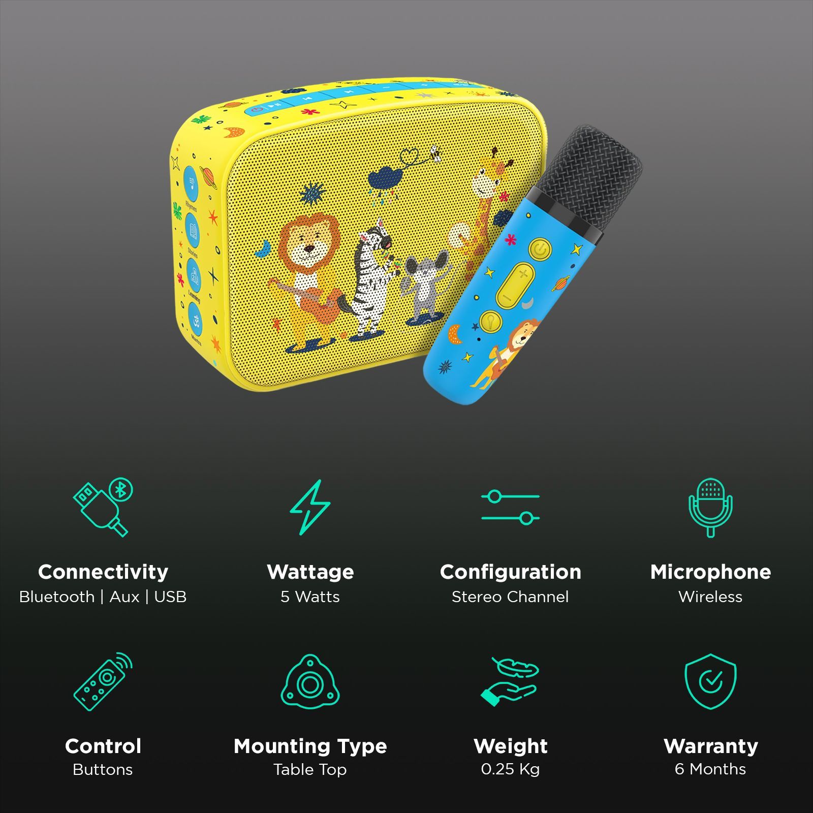 SAREGAMA Carvaan Mini Kids 5W Portable Bluetooth Speaker (300 Plus Pre Loaded Stories, Stereo Channel, Baby Yellow)_2