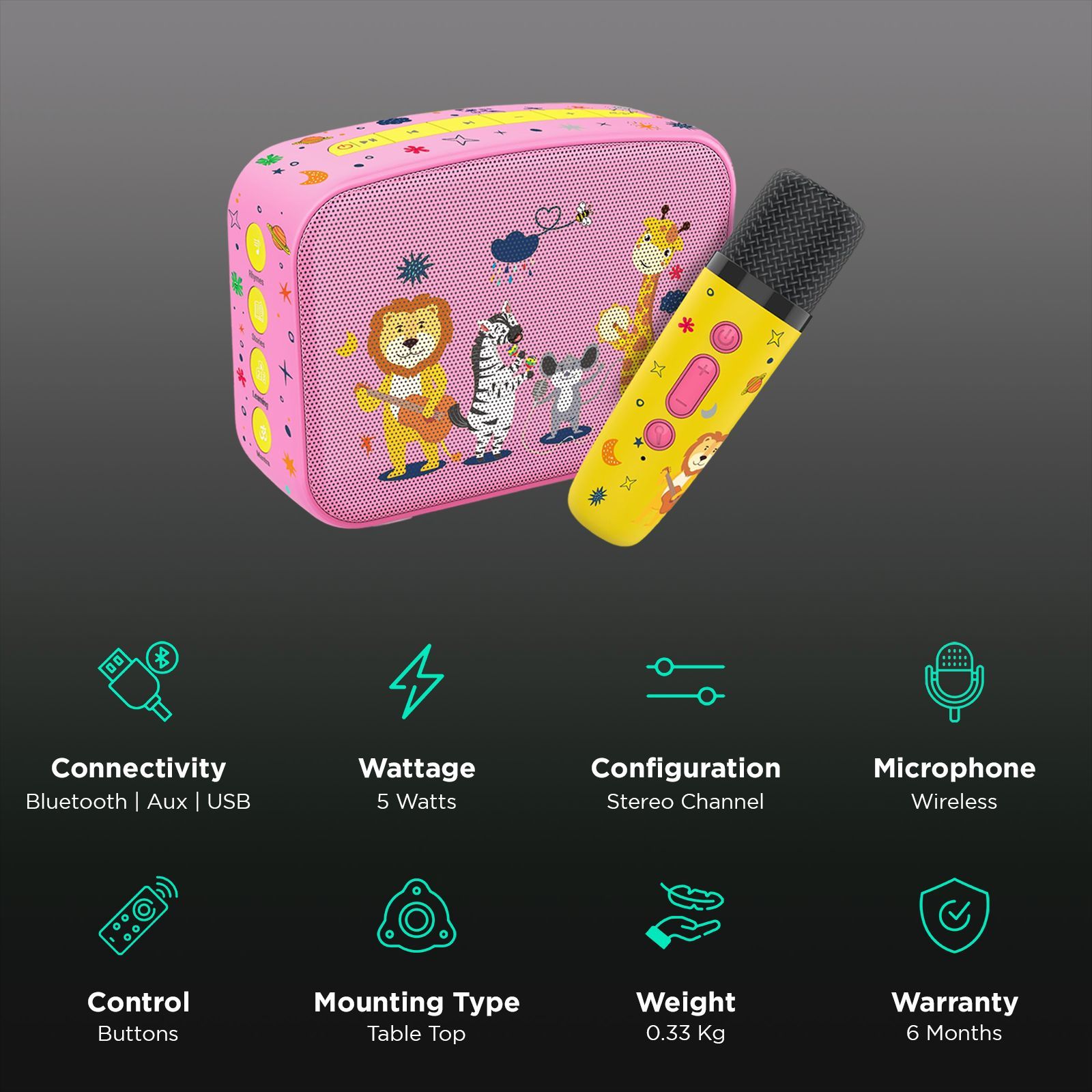 SAREGAMA Carvaan Mini Kids 5W Portable Bluetooth Speaker (300 Plus Pre Loaded Stories, Stereo Channel, Baby Pink)_2