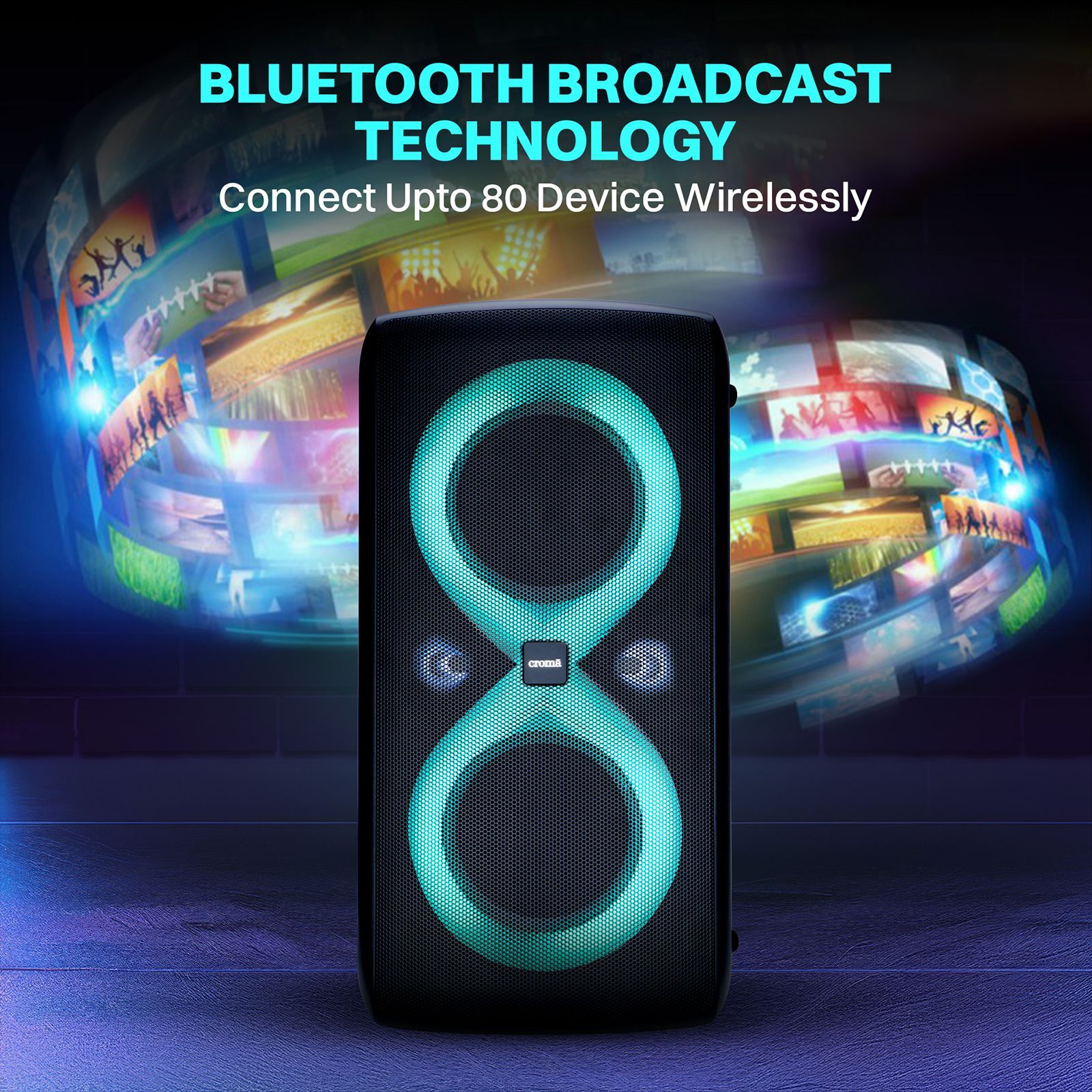 Croma 200W Bluetooth Party Speaker with UHF Mic (6000mAh Power Bank, Black)_12