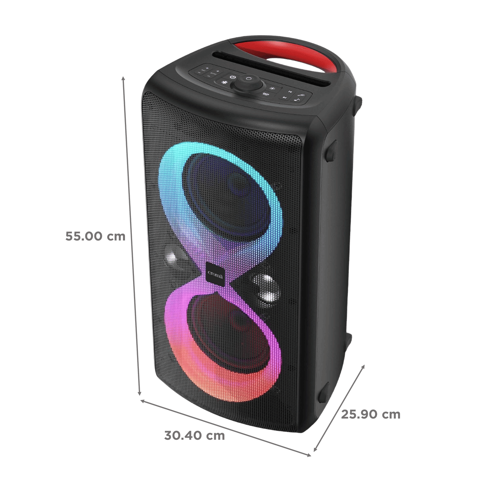 Croma 200W Bluetooth Party Speaker with UHF Mic (6000mAh Power Bank, Black)_3