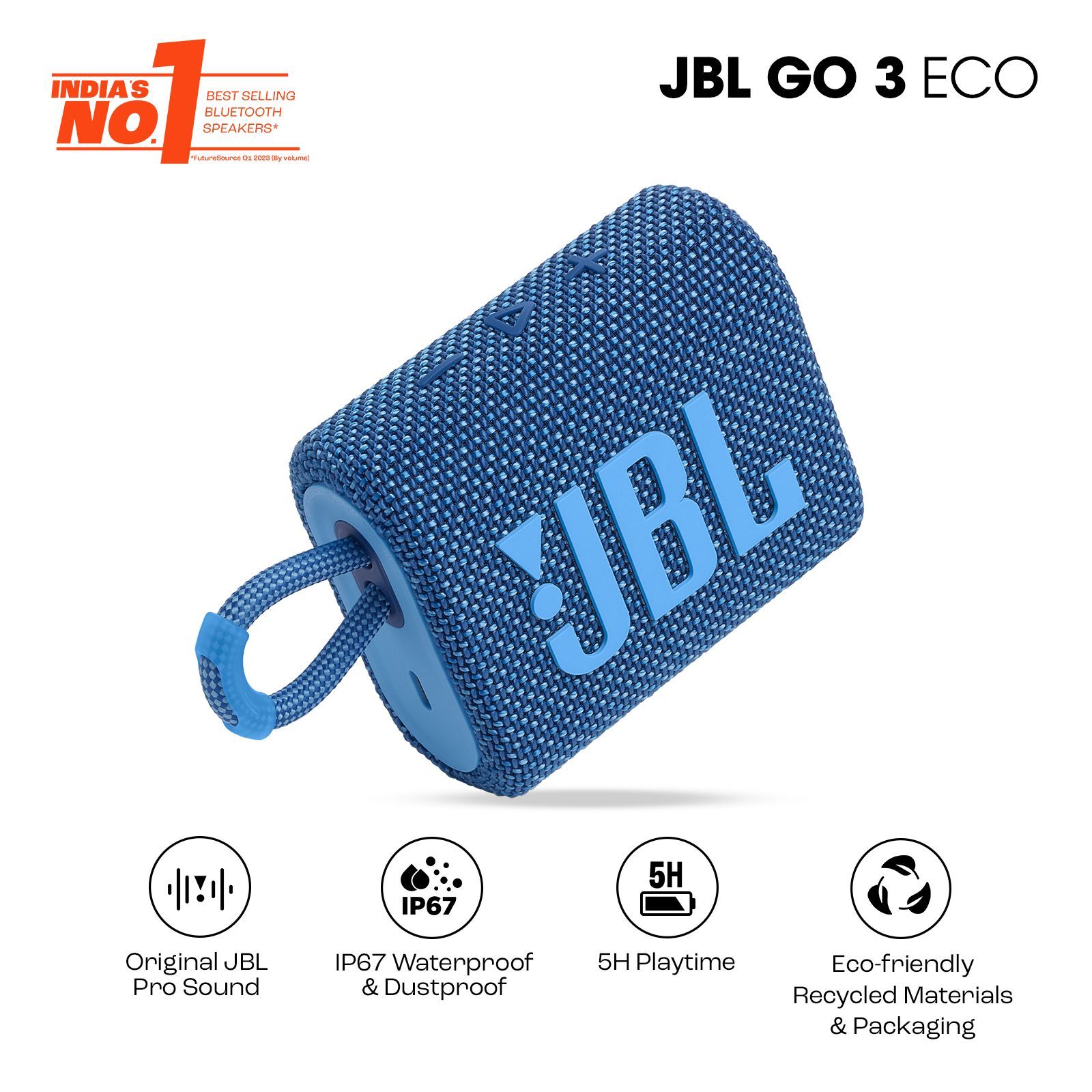 JBL Go 3 Eco 4.2W Portable Bluetooth Speaker (IP67 Waterproof, 5 Hours Playtime, 1.0 Channel, Blue)_15