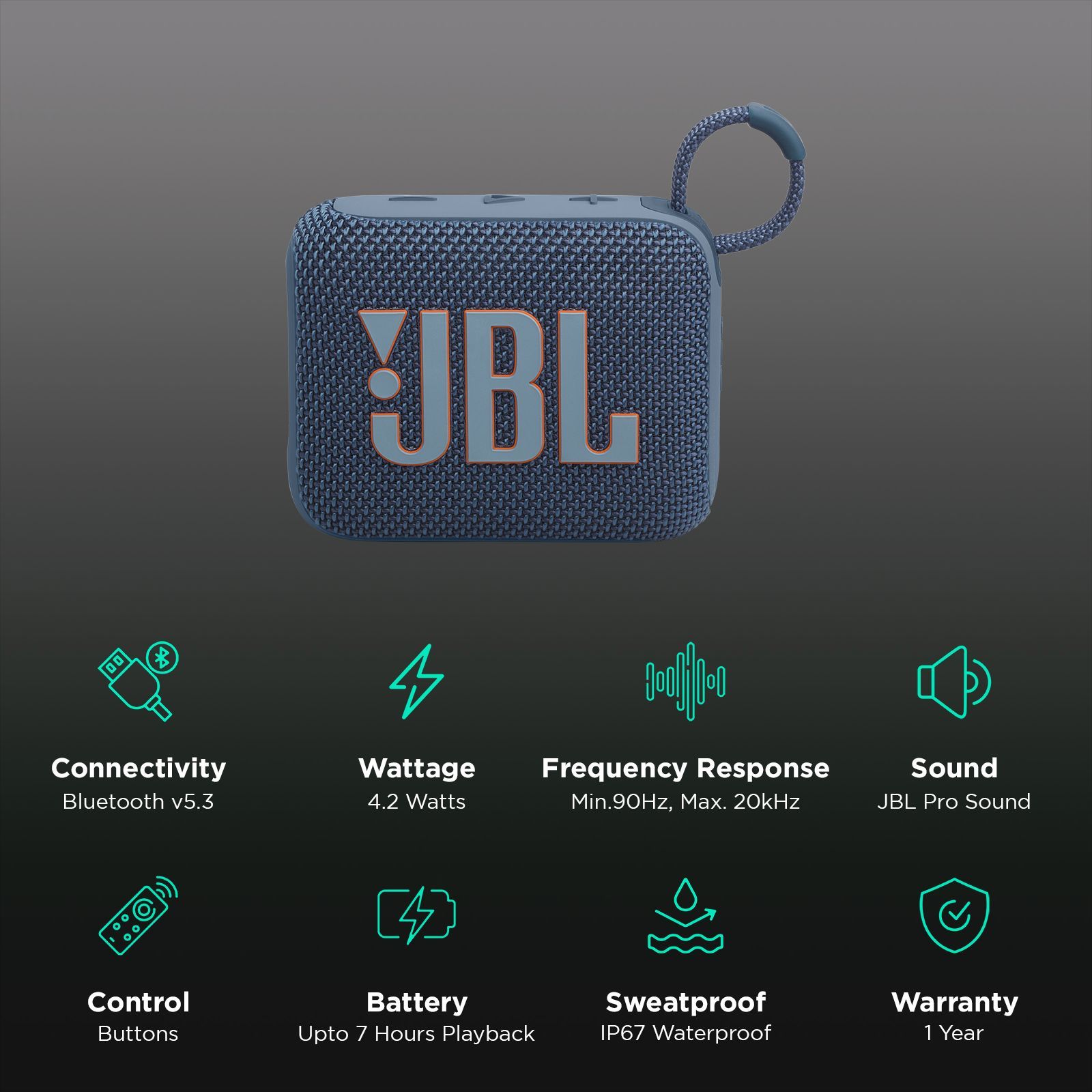 JBL Go 4 4.2W Portable Bluetooth Speaker (IP67 Waterproof, JBL Pro Sound with Punchy Bass, Stereo Channel, Blue) JBL Go 4 4.2W Portable Bluetooth Speaker (IP67 Waterproof, JBL Pro Sound with Punchy Bass, Stereo Channel, Blue)_2