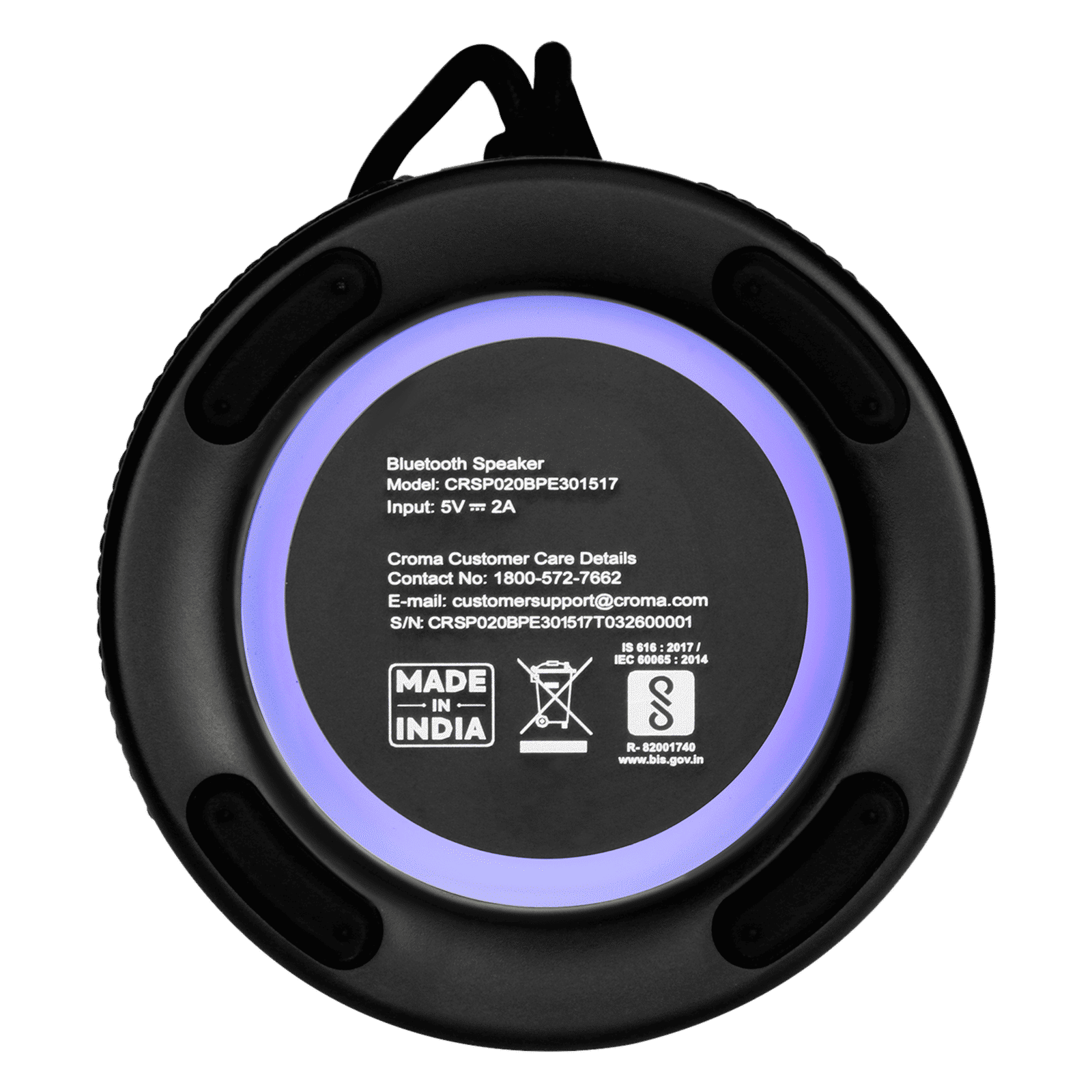 Croma 20W Portable Bluetooth Speaker (IPX6 Water Resistant, TWS Function, Stereo Channel, Black)_6