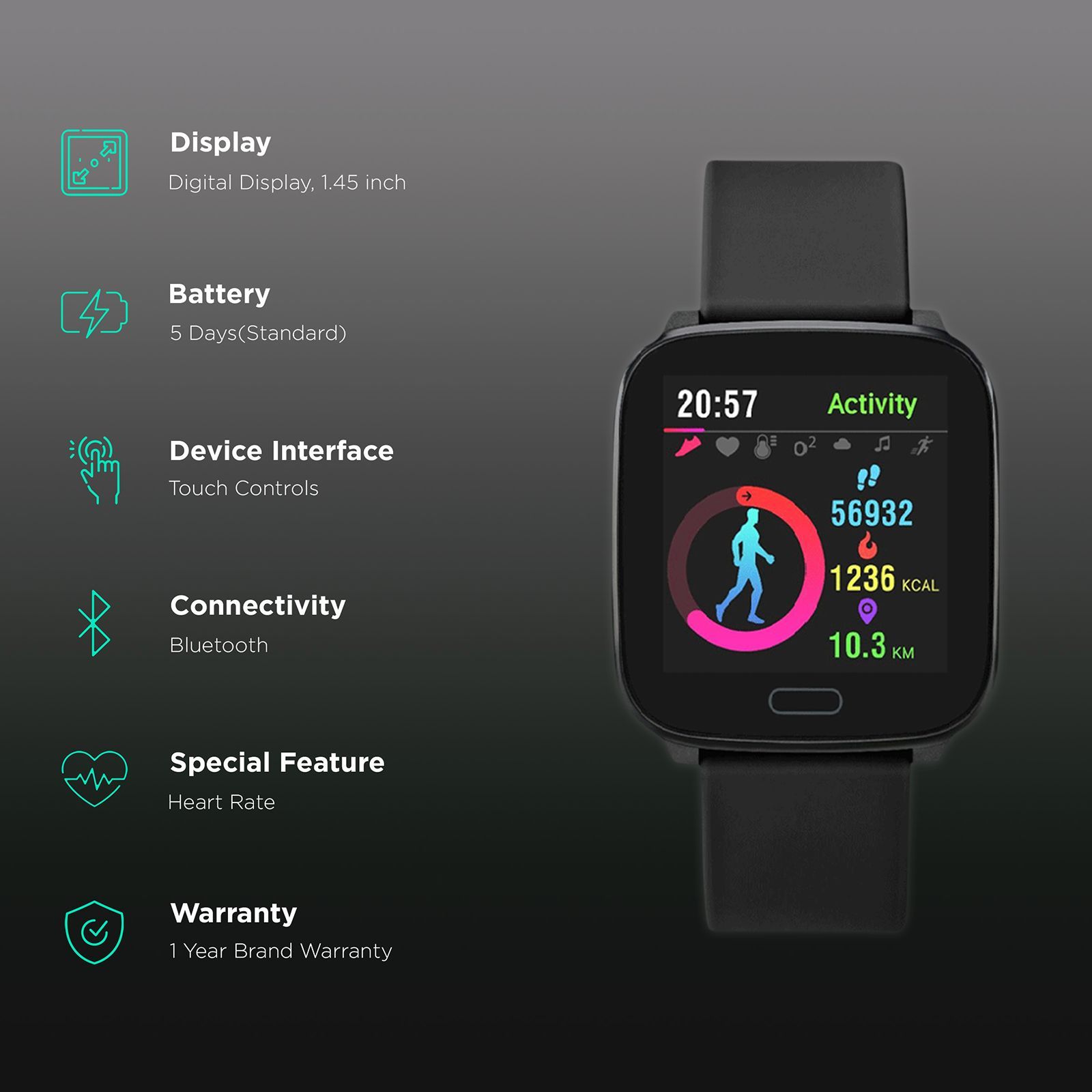 TIMEX iConnect Active Smartwatch with Activity Tracker (37mm Digital Display, IP68 Water Resistant, Black Strap) TIMEX iConnect Active Smartwatch with Activity Tracker (37mm Digital Display, IP68 Water Resistant, Black Strap)_2