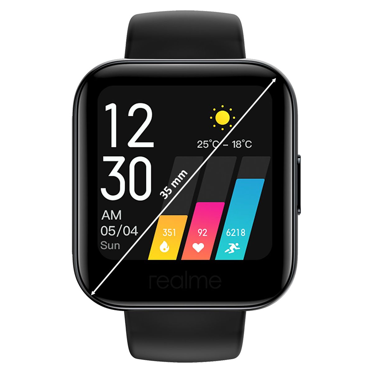 realme Smartwatch (35mm) (Heart Rate Monitoring, RMA161, Black, Silicone Band)_4