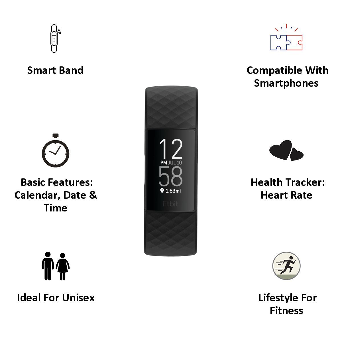 fitbit Charge 4 Fitness Tracker with Personalised Clock Face (1.5 Inch Intuitive Touchscreen PMOLED Display, Water Resistant, Black Strap)_5