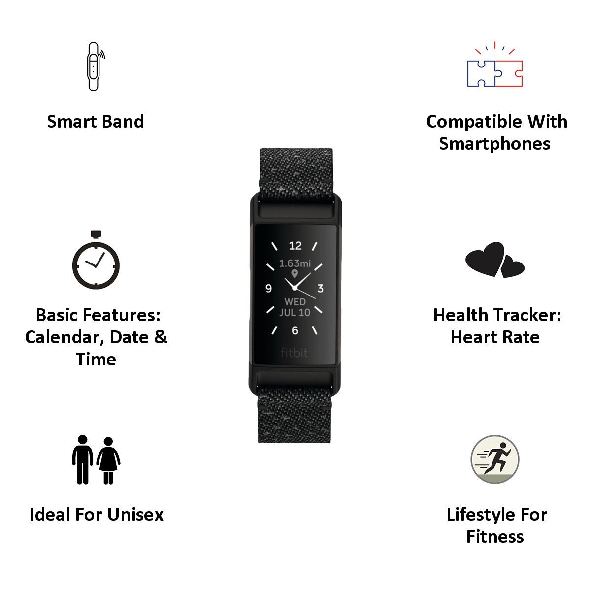 fitbit Charge 4 Fitness Tracker (Backlit Grayscale OLED Touchscreen, FB417BKGY, Black/Granite, Reflective Woven Band)_5