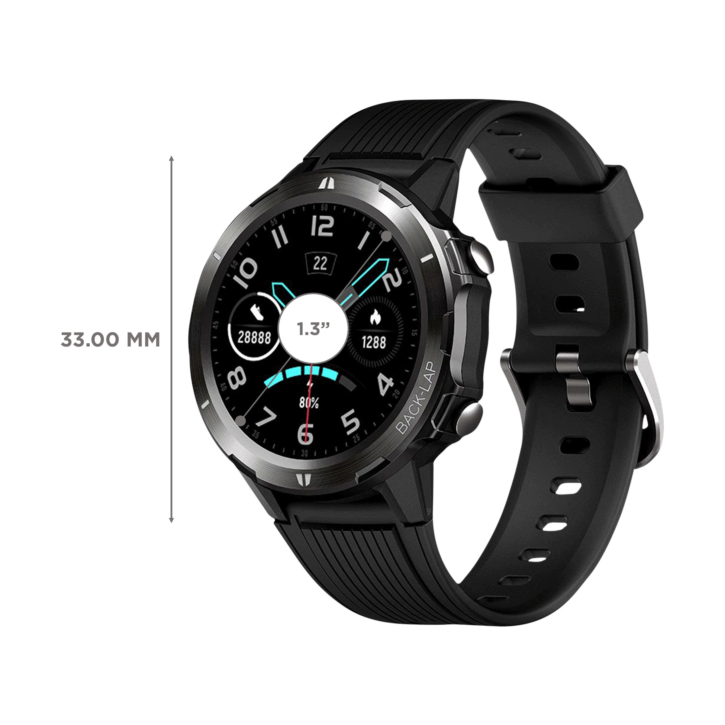 PORTRONICS Kronos Alpha Smartwatch with Fitness Tracker (33mm TFT-LCD Display, 5ATM Waterproof, Black)_3