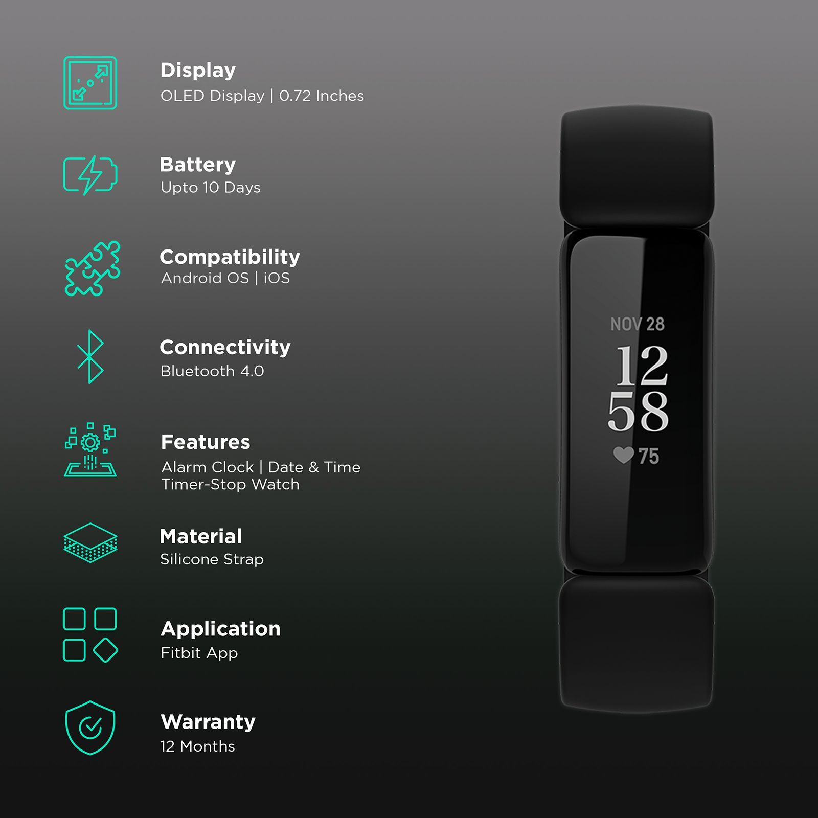 fitbit Inspire 2 Fitness Tracker with Sleep Tools (0.72 Inch OLED Display, Water Resistant, Black Strap)_3