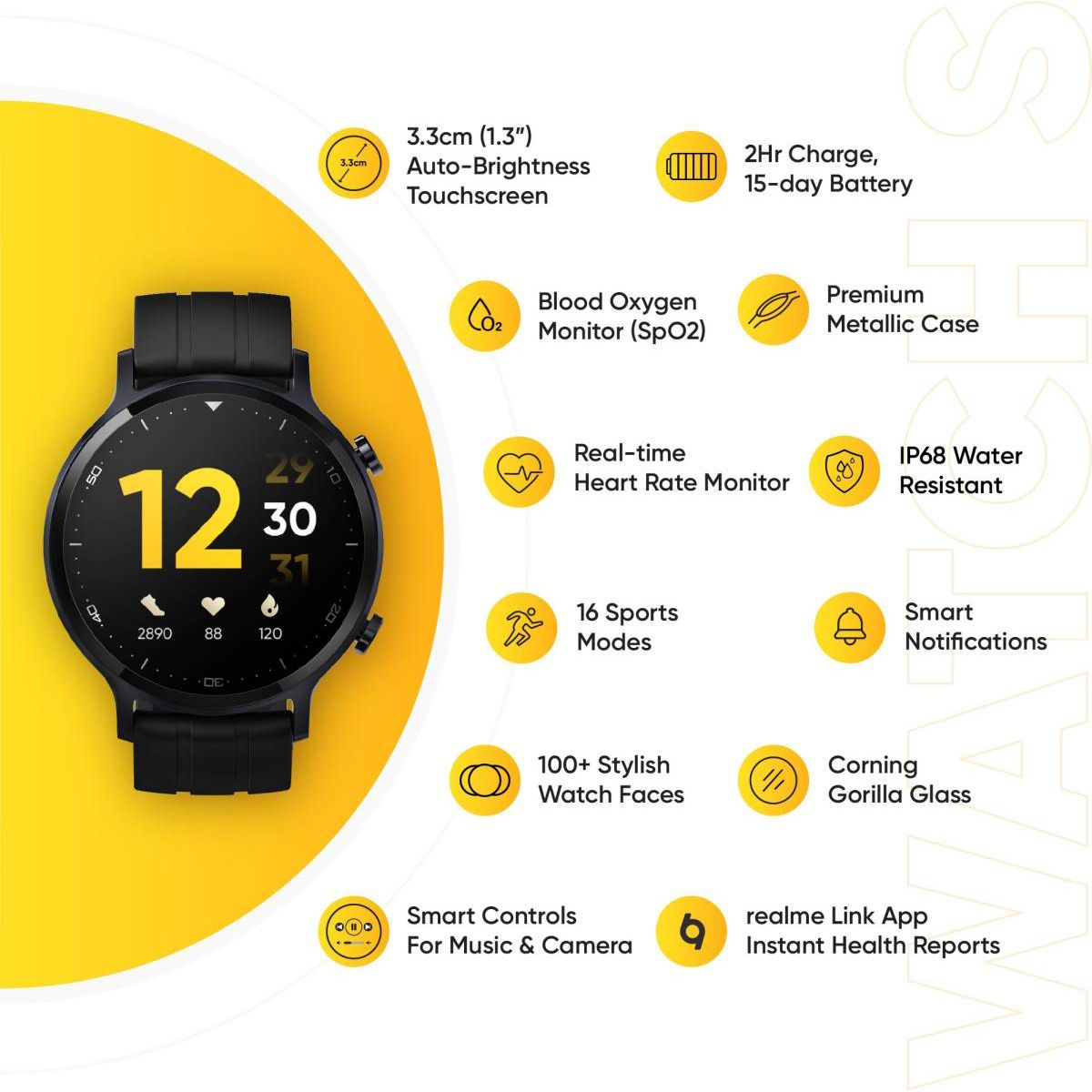 realme Watch S Smartwatch with Activity Tracker (33mm LCD Display, IP68 Water Resistant, Black Strap)_11