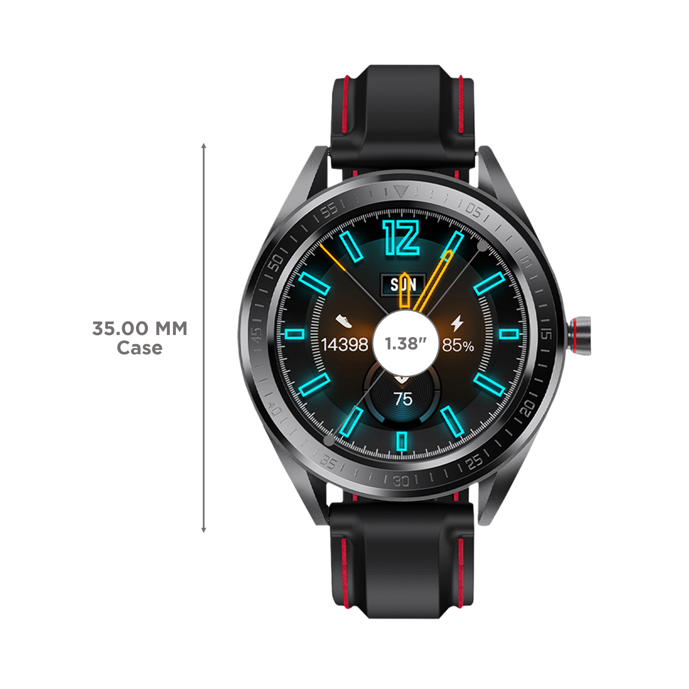 CROSSBEATS Trak Smartwatch with GPS (35mm IPS FHD Display, IP68 Waterproof, Black Strap)_3