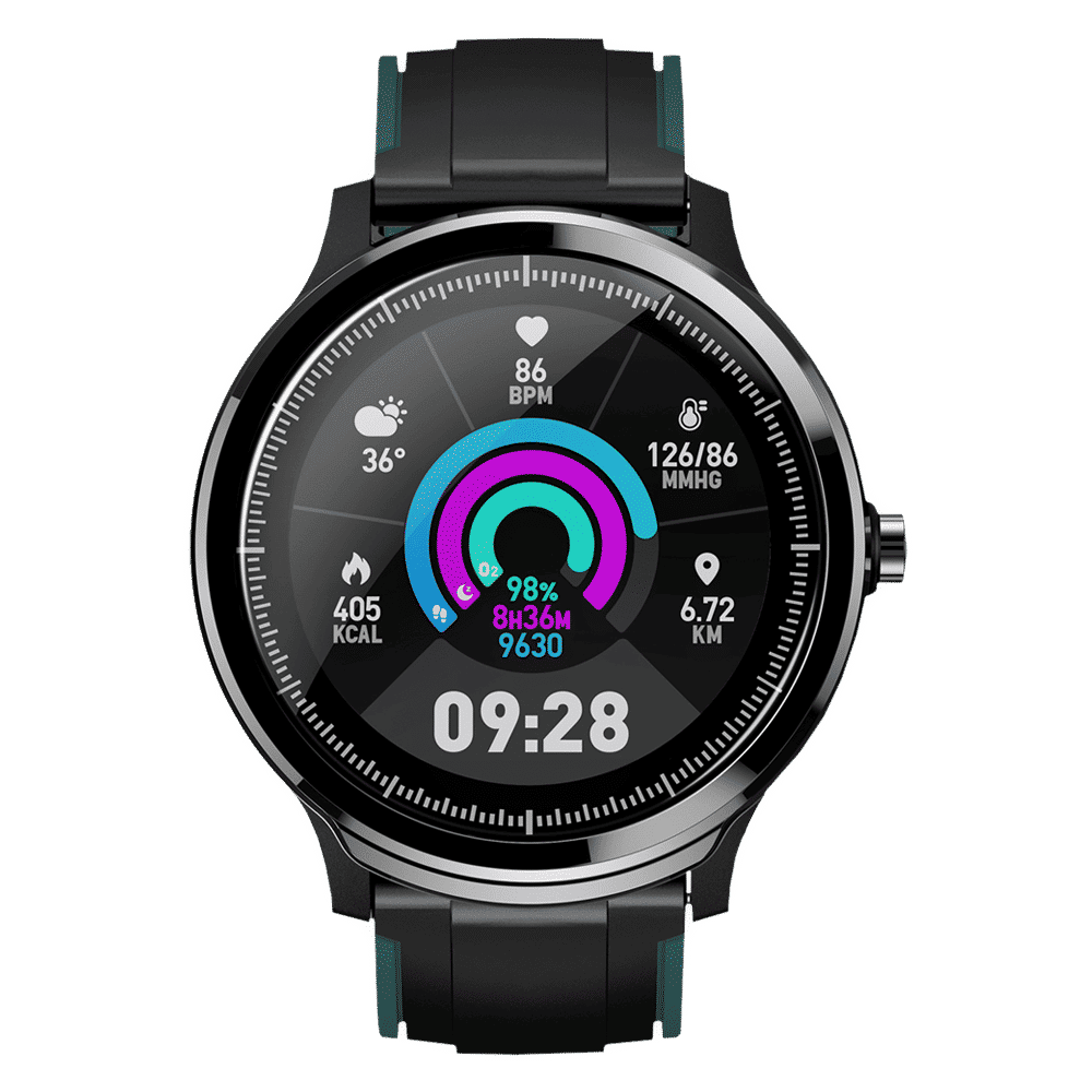 CROSSBEATS Ace Smartwatch with GPS (33mm LCD Display, IP68 Waterproof, Black Sea Green Strap) CROSSBEATS Ace Smartwatch with GPS (33mm LCD Display, IP68 Waterproof, Black Sea Green Strap)_1