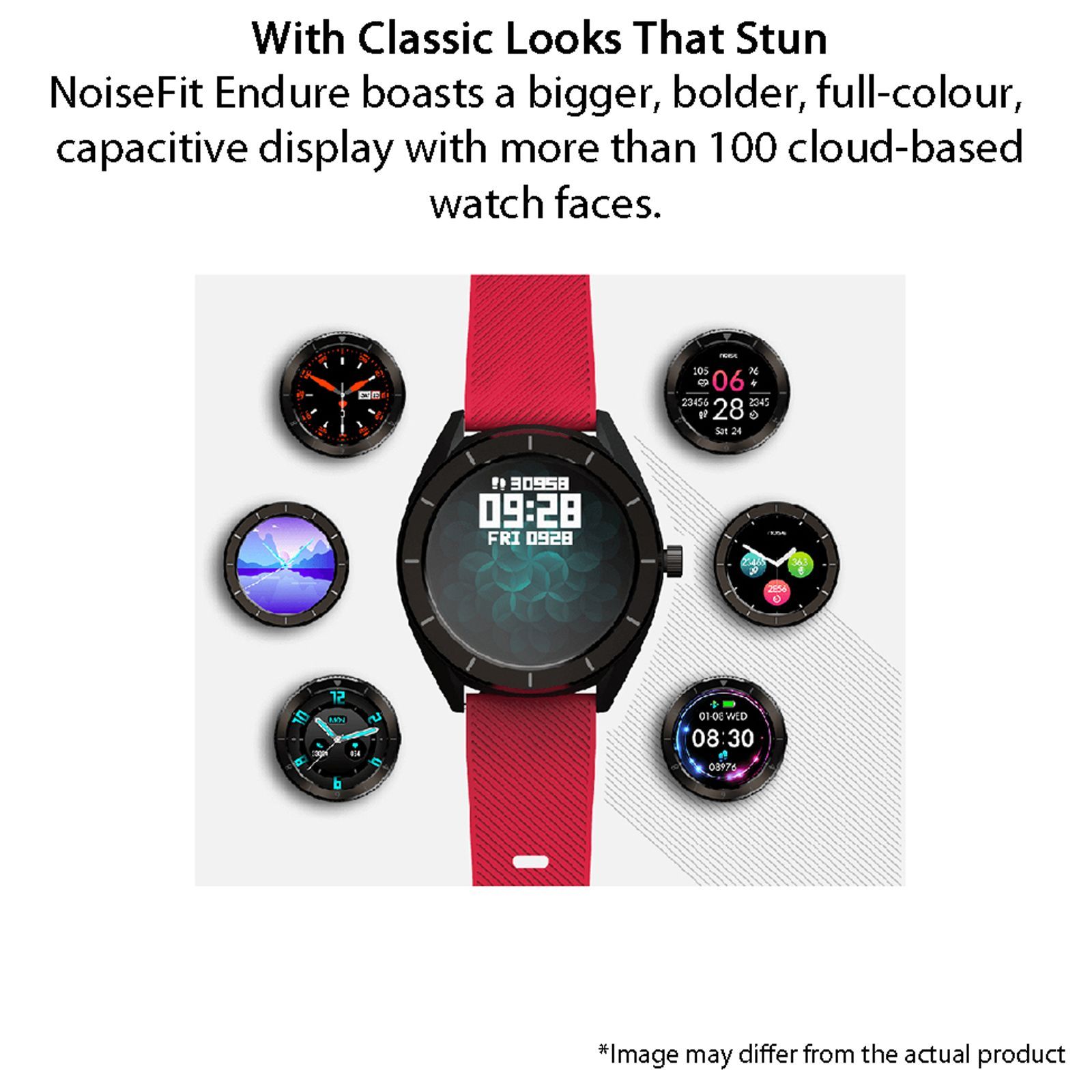 noise NoiseFit Endure Smartwatch with Activity Tracker (32.51mm LCD Display, IP68 Water Resistant, Racing Red Strap)_8