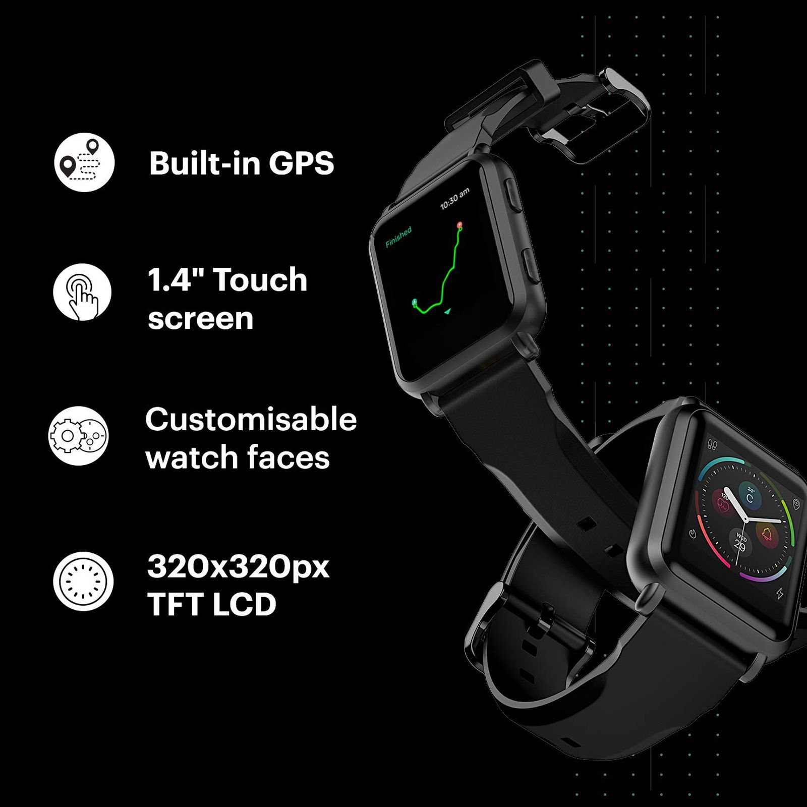 noise ColorFit Nav Smart Watch with 3D Motion Tracking (35.56mm TFT LCD Display, IP68 Water Resistant, Stealth Black Strap)_16