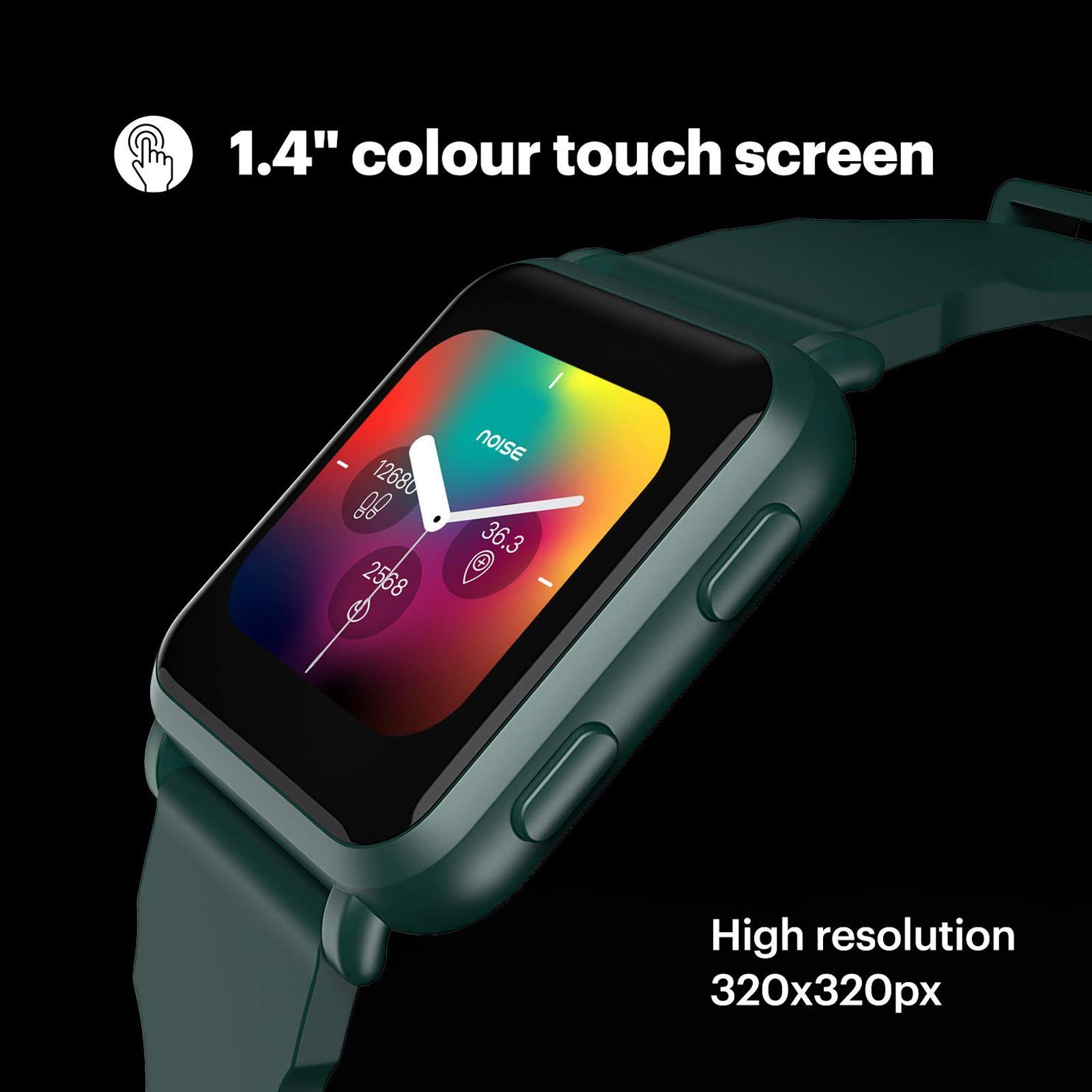 noise ColorFit Nav Smartwatch with Activity Tracker (35.56mm LCD Display, IP68 Water Resistant, Camo Green Strap)_10