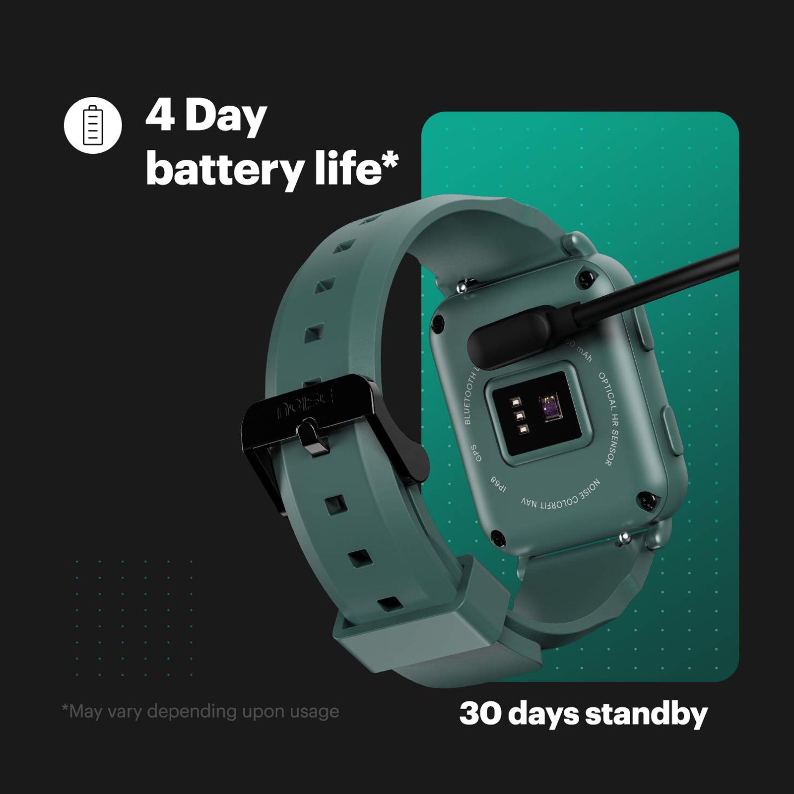 noise ColorFit Nav Smartwatch with Activity Tracker (35.56mm LCD Display, IP68 Water Resistant, Camo Green Strap)_11