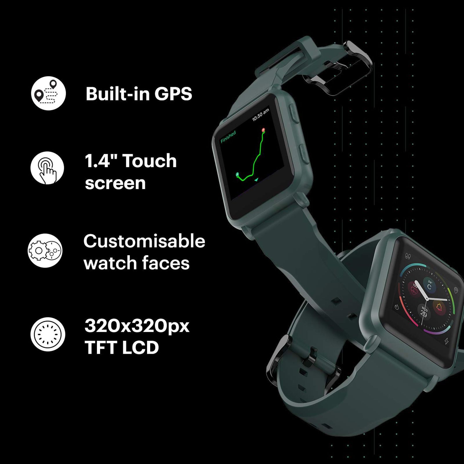 noise ColorFit Nav Smartwatch with Activity Tracker (35.56mm LCD Display, IP68 Water Resistant, Camo Green Strap)_15