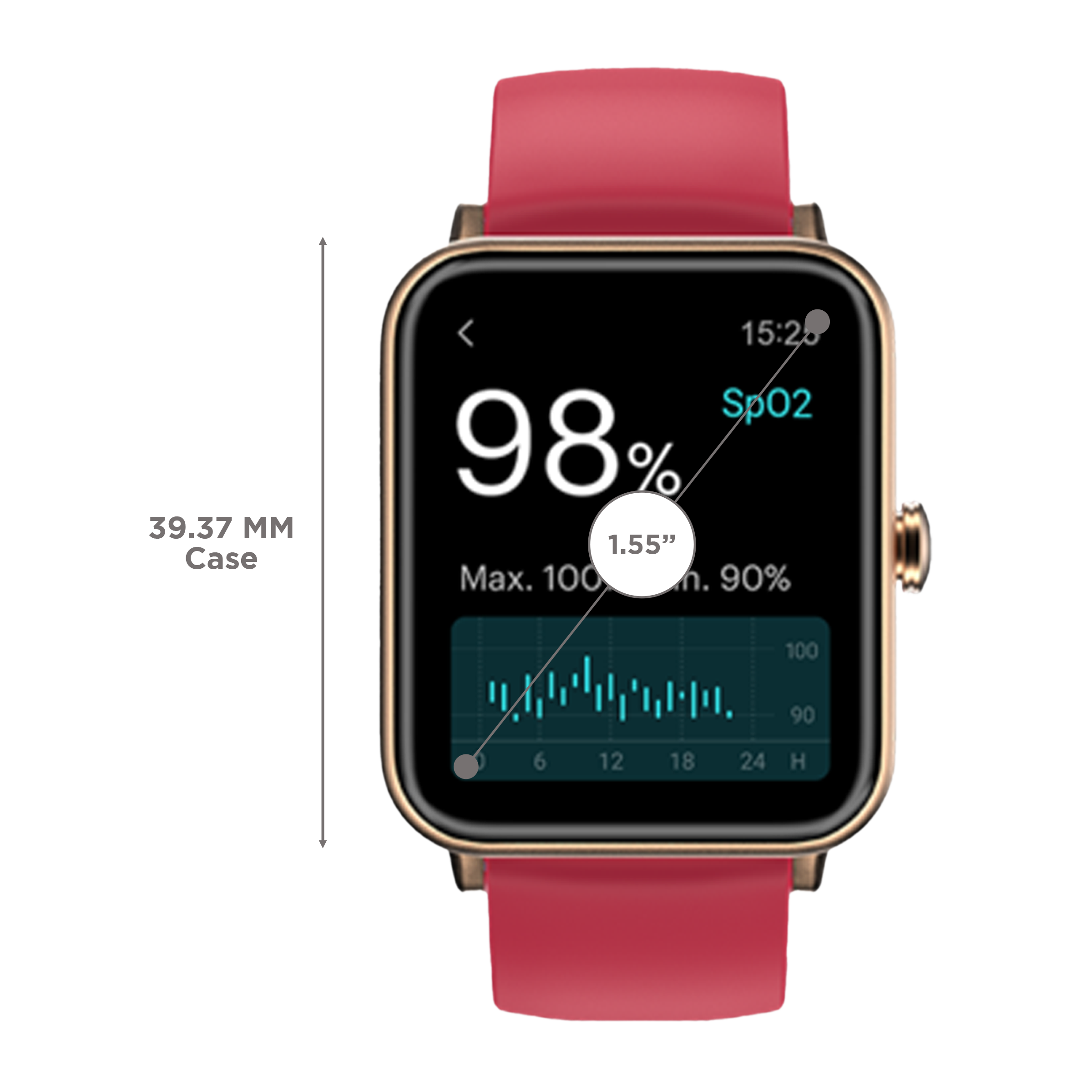 noise ColorFit Pro 3 Smartwatch with Activity Tracker (39.37mm TFT LCD Display, 5ATM Water Resistant, Rose Red Strap)_3