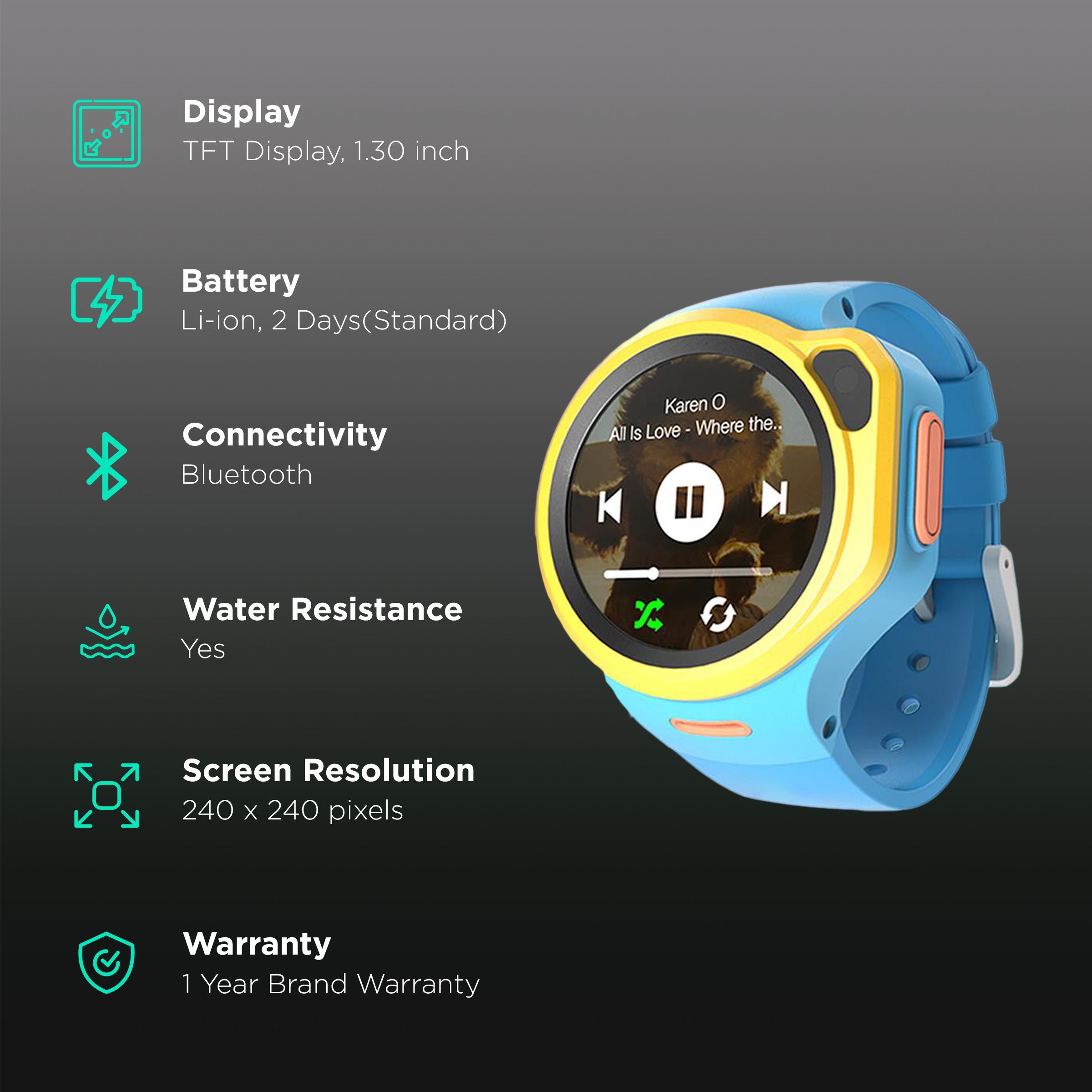 WATCHOUT Next-Gen Smartwatch with GPS (33.02mm Display, Water Resistant, Macaw Blue Strap)_2