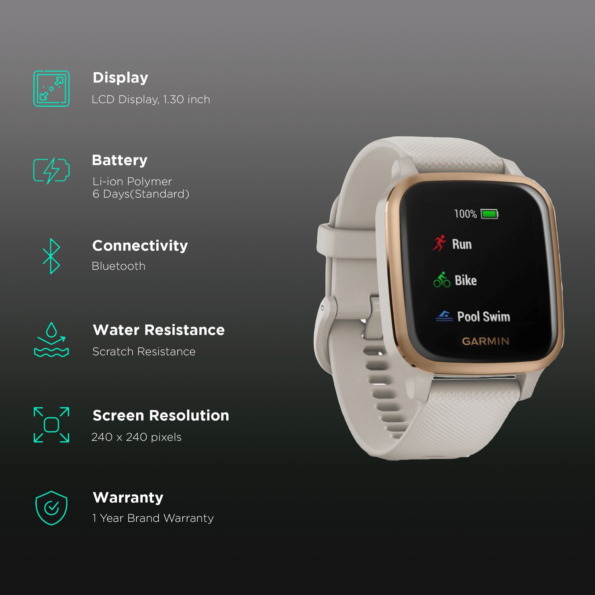 GARMIN Venu Sq Music Edition Smartwatch with Activity Tracker (33.1mm with MIP Display, Water Resistant, Light Sand Strap) GARMIN Venu Sq Music Edition Smartwatch with Activity Tracker (33.1mm with MIP Display, Water Resistant, Light Sand Strap)_2