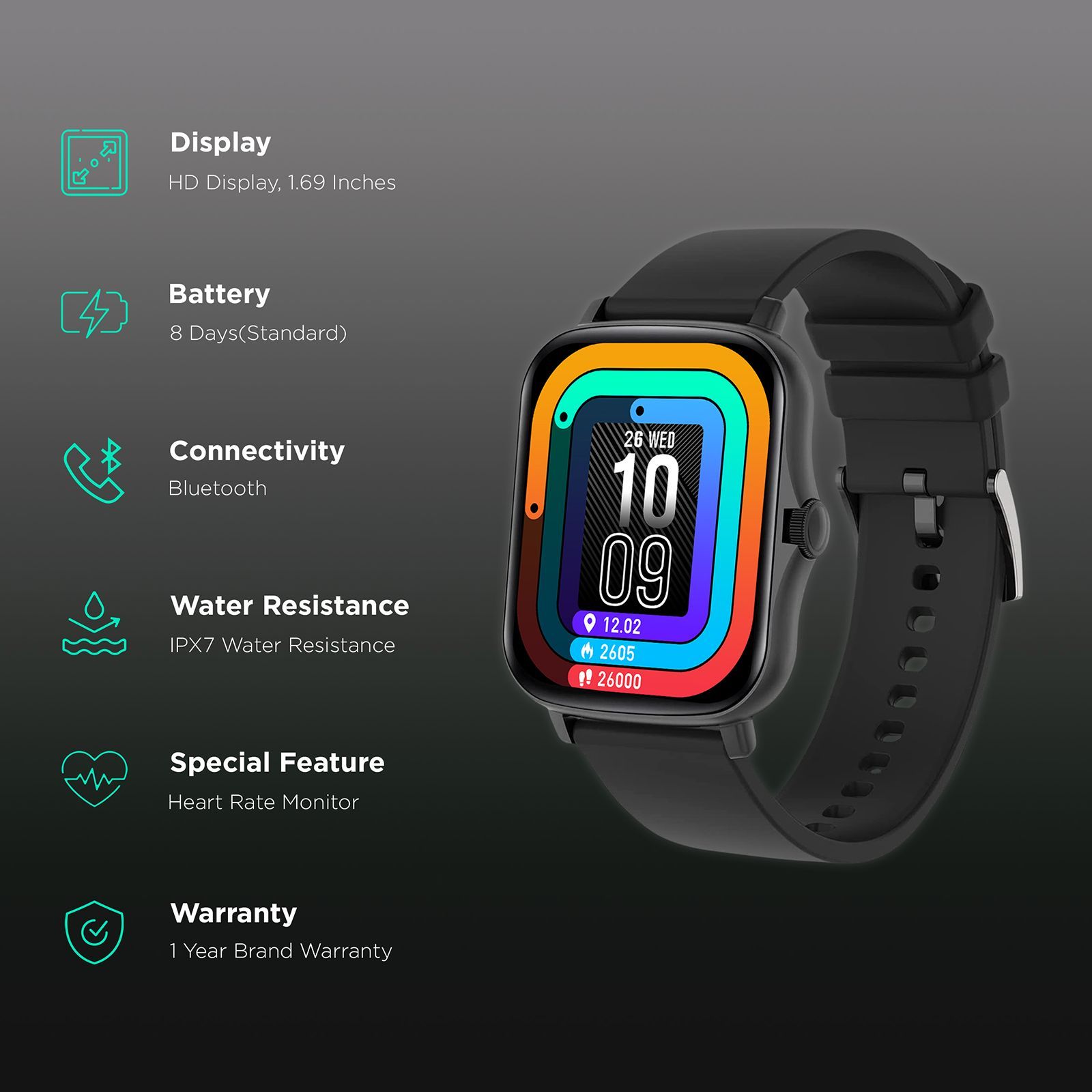 FIRE-BOLTT Beast Smartwatch with Fitness & Health Tracking (42.9mm HD Display, IP67 Water Resistant, Black) FIRE-BOLTT Beast Smartwatch with Fitness & Health Tracking (42.9mm HD Display, IP67 Water Resistant, Black)_2
