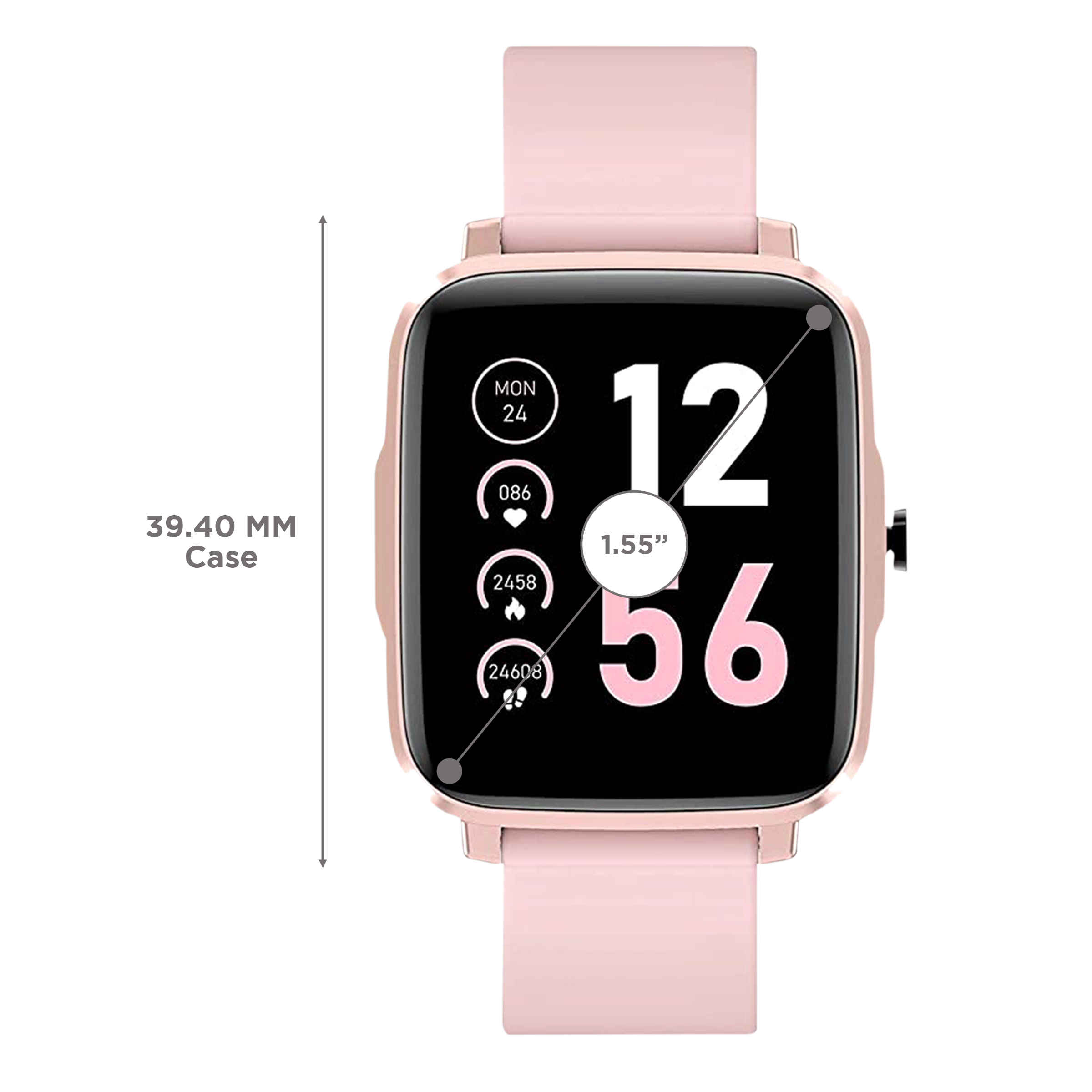STYX Neo Smartwatch with Health Monitoring (39.4mm IPS Color Display, IP68 Water Resistant, Mystic Rose Strap)_3