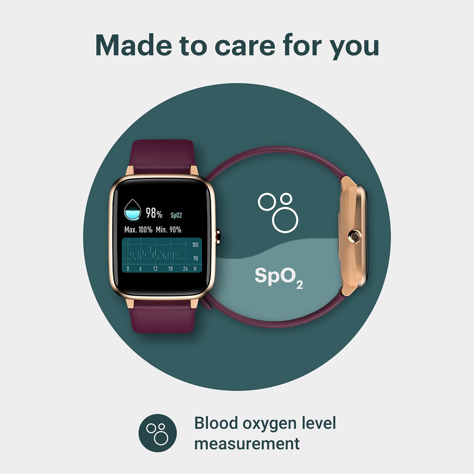 noise ColorFit Pro 2 Oxy Smartwatch with Activity Tracker (33.02mm LCD Display, IP68 Waterproof, Deep Wine Strap)_6