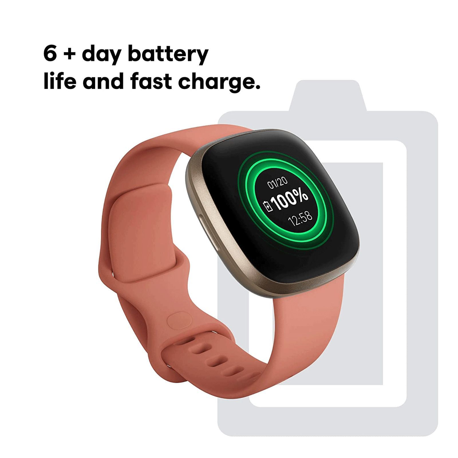 fitbit Versa 3 Smartwatch with Bluetooth Calling (40mm AMOLED Display, 50 Meter Water Resistant, Pink Clay Strap)_10