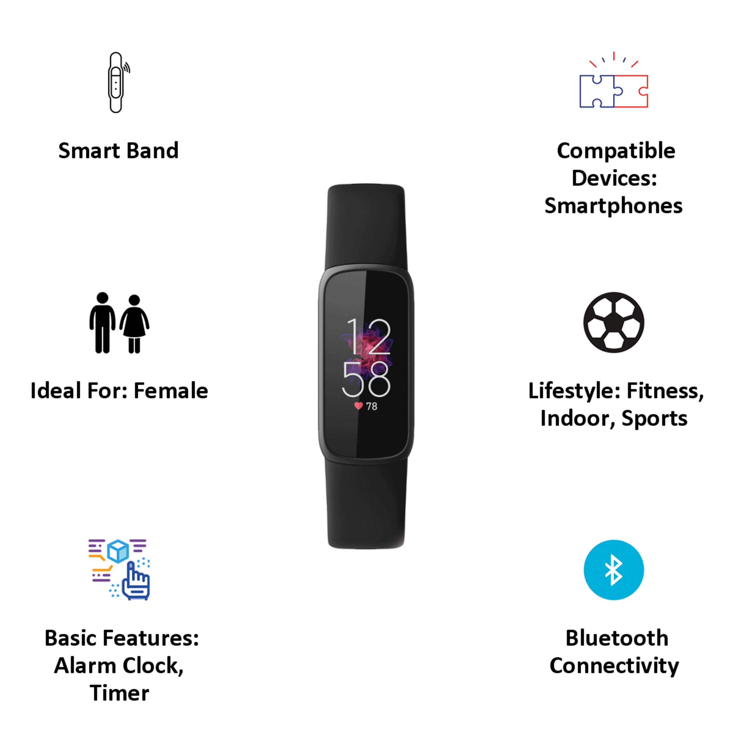 fitbit Luxe Fitness Tracker with Stress Management (0.96 Inch Always-On AMOLED Display, Water Resistant, Black Strap)_6