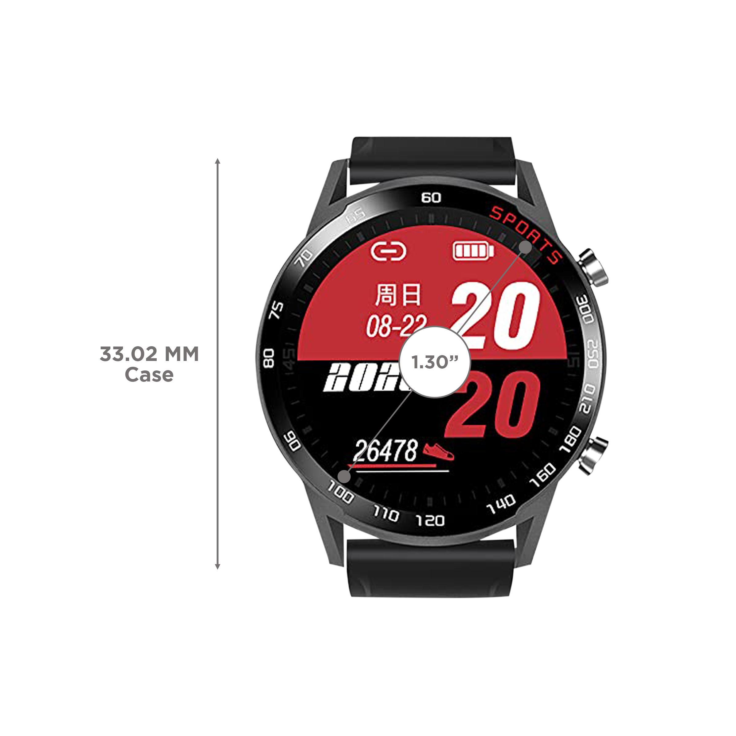 eOnz North Edge Smartwatch with Health Monitoring (33.02mm Display, IP67 Waterproof, Black Strap)_3