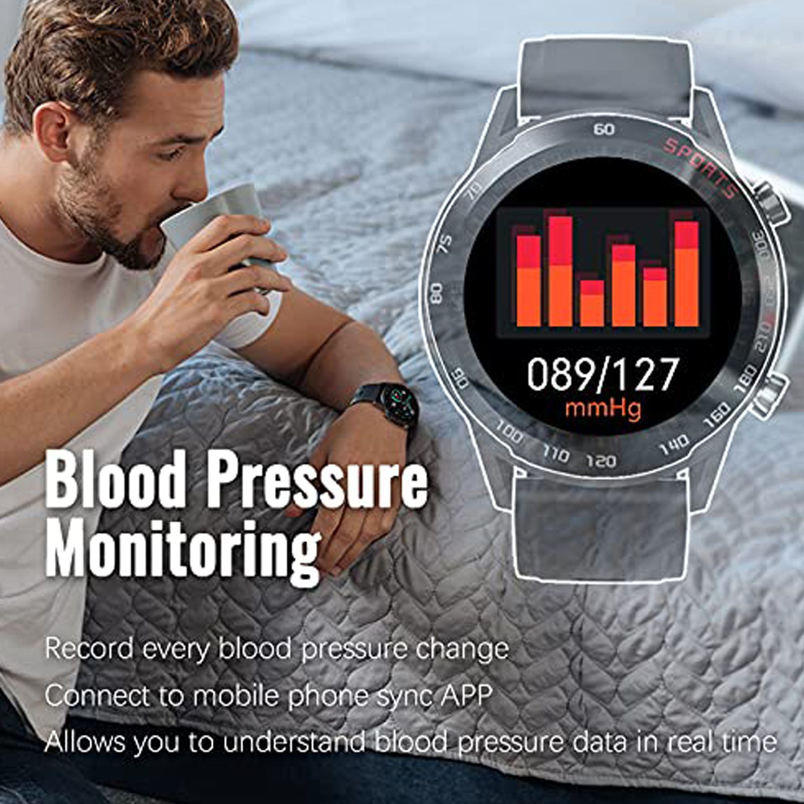 eOnz North Edge Smartwatch with Health Monitoring (33.02mm Display, IP67 Waterproof, Black Strap)_5