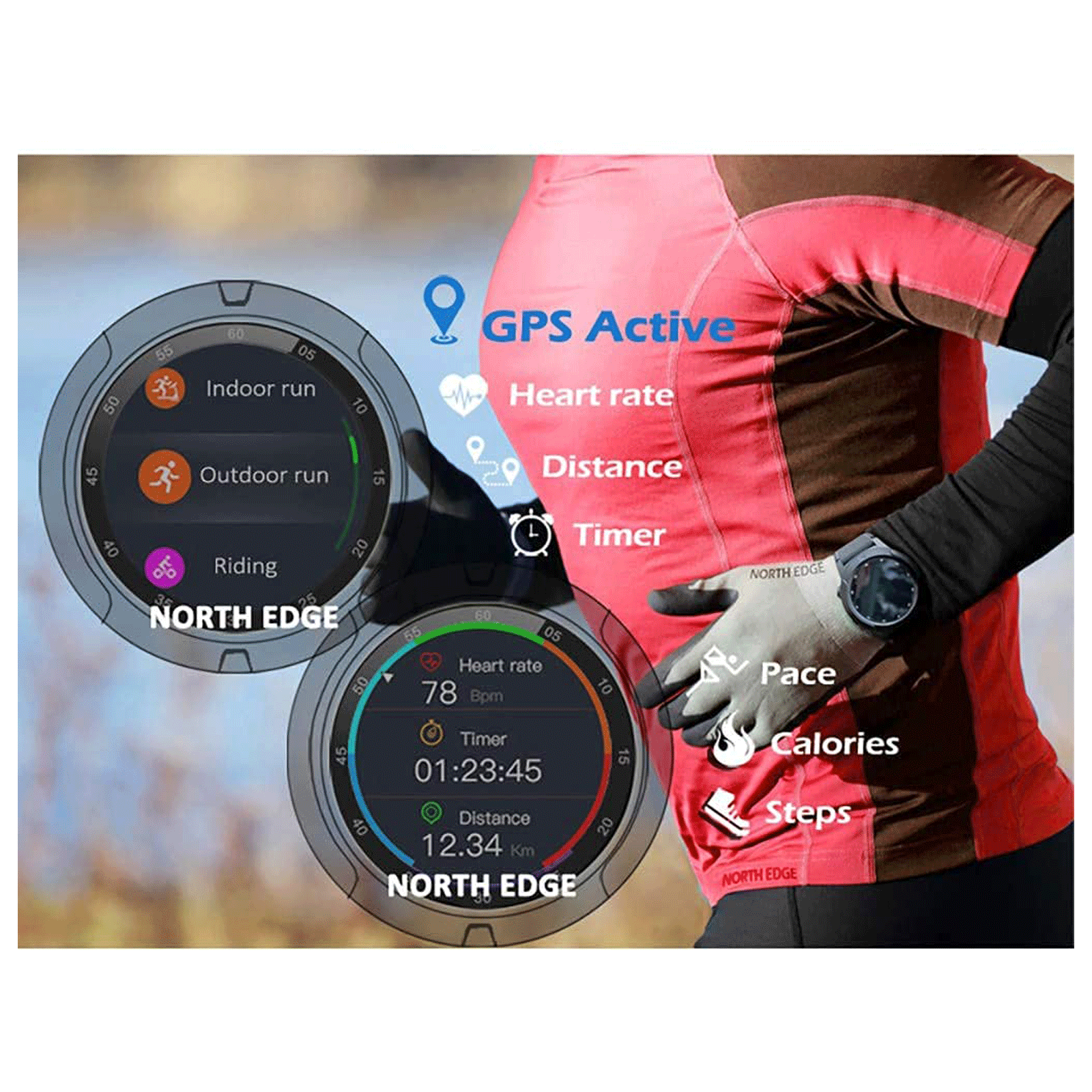 eOnz North Edge X-Trek 3 Smartwatch with Activity Tracker (33.02mm IPS Display, IP67 Waterproof, Black Strap)_5