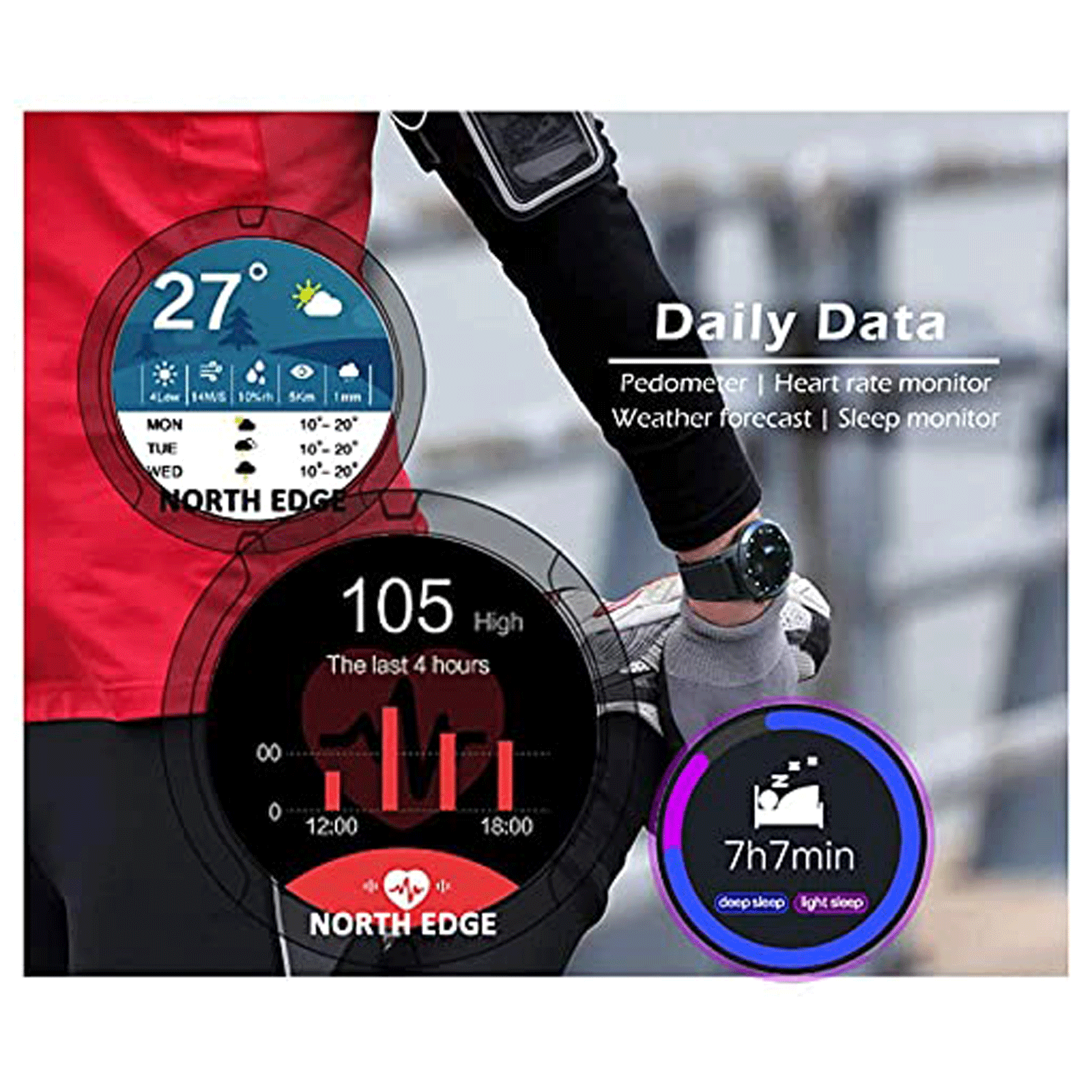 eOnz North Edge X-Trek 3 Smartwatch with Activity Tracker (33.02mm IPS Display, IP67 Waterproof, Black Strap)_9