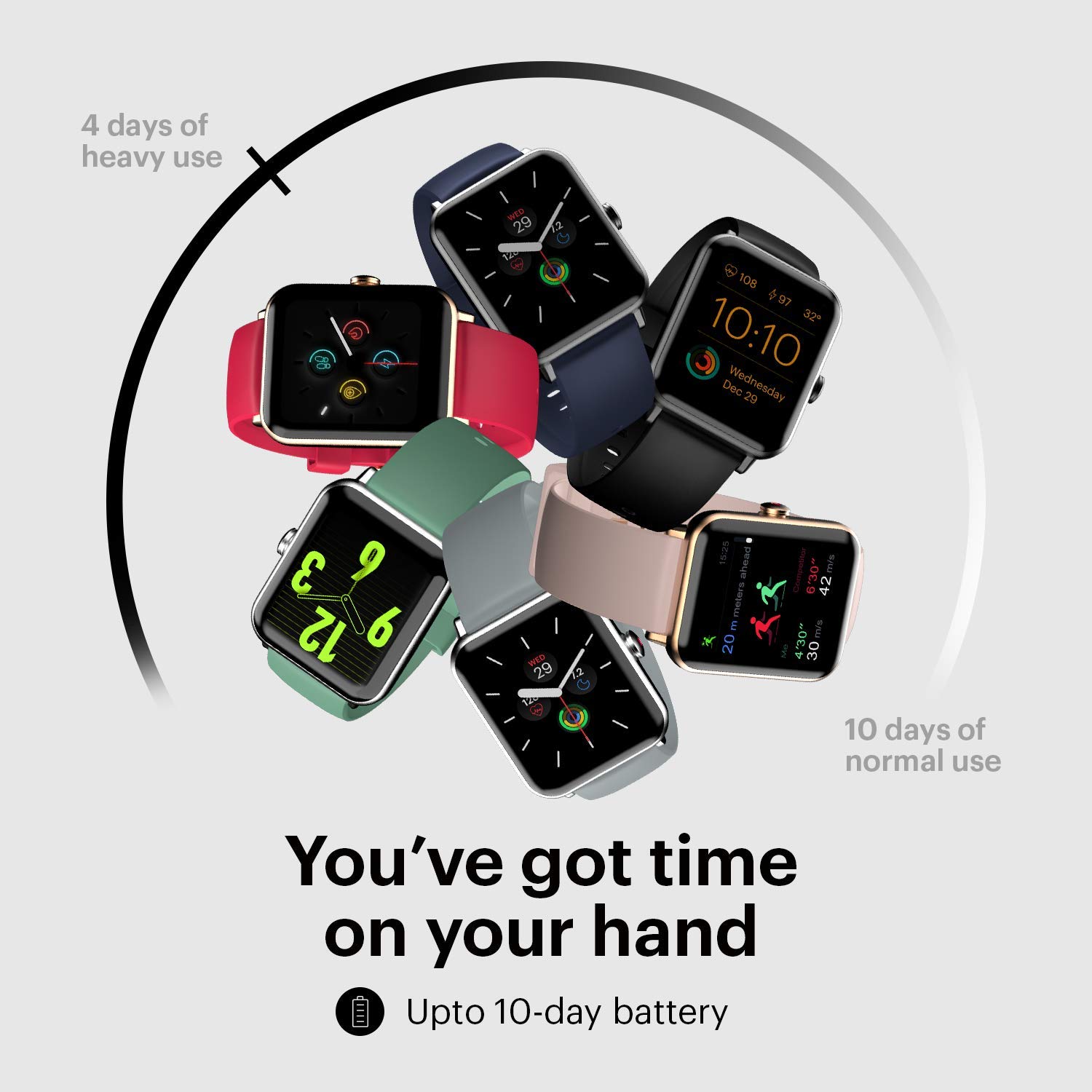 eOnz North Edge Keep Smartwatch with Health Monitoring (42mm, IP68 Water Resistant, Black Strap)_5