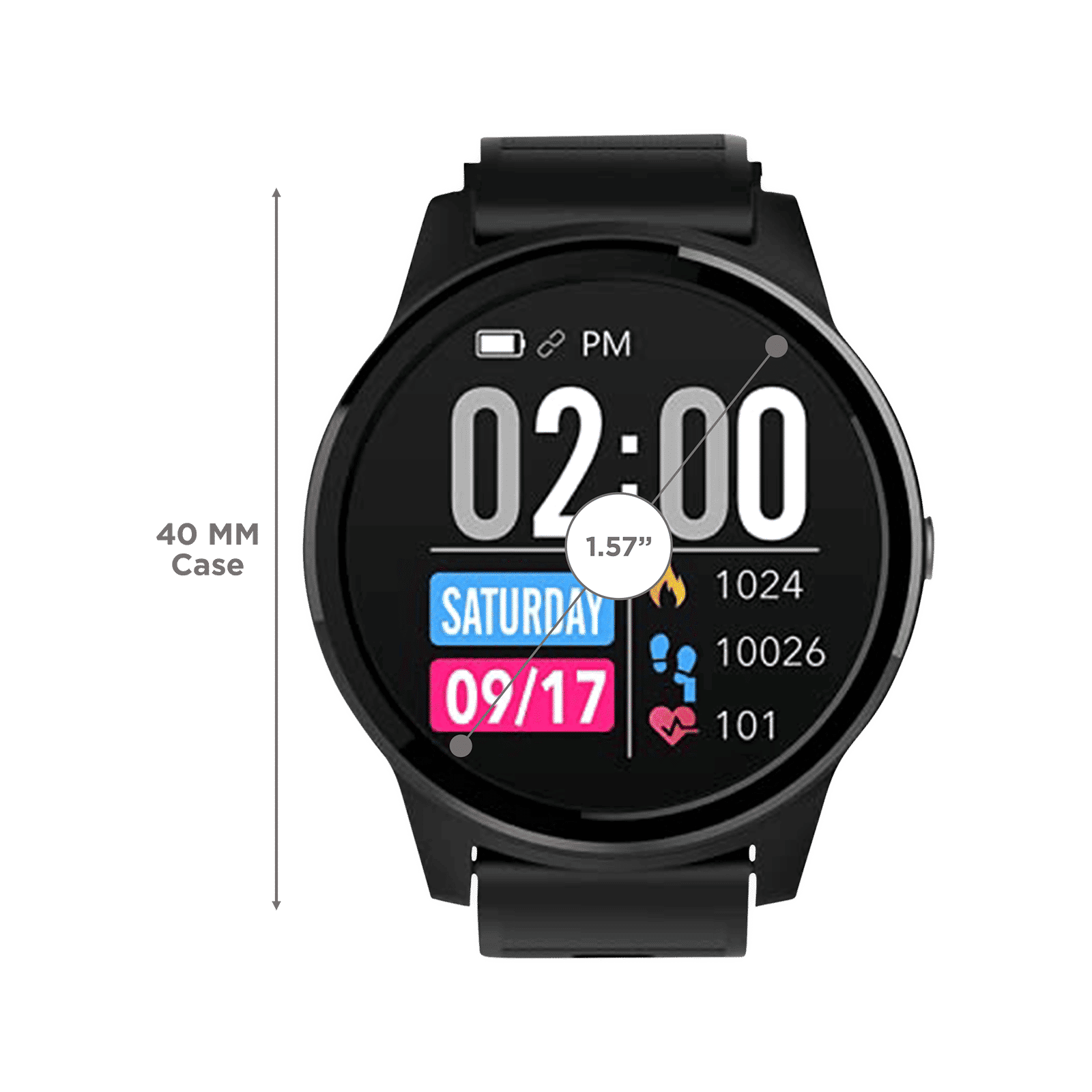 eOnz North Edge Keep Smartwatch with Health Monitoring (42mm, IP68 Water Resistant, Black Strap)_3