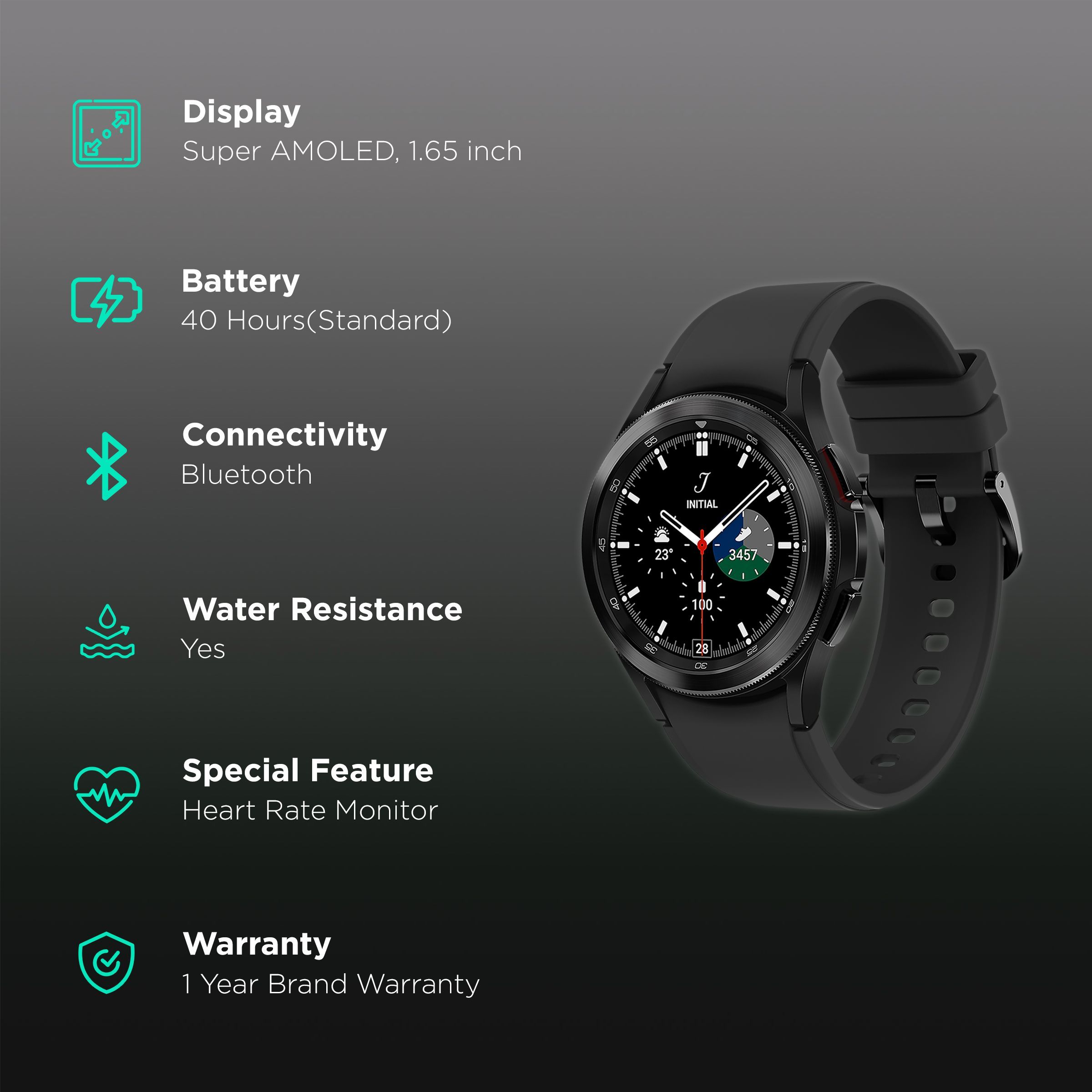 SAMSUNG Galaxy Watch4 Classic GPS+Wi-Fi+Bluetooth Wear OS Smartwatch (42mm Super AMOLED Display, Water Resistant, Black Strap)_2