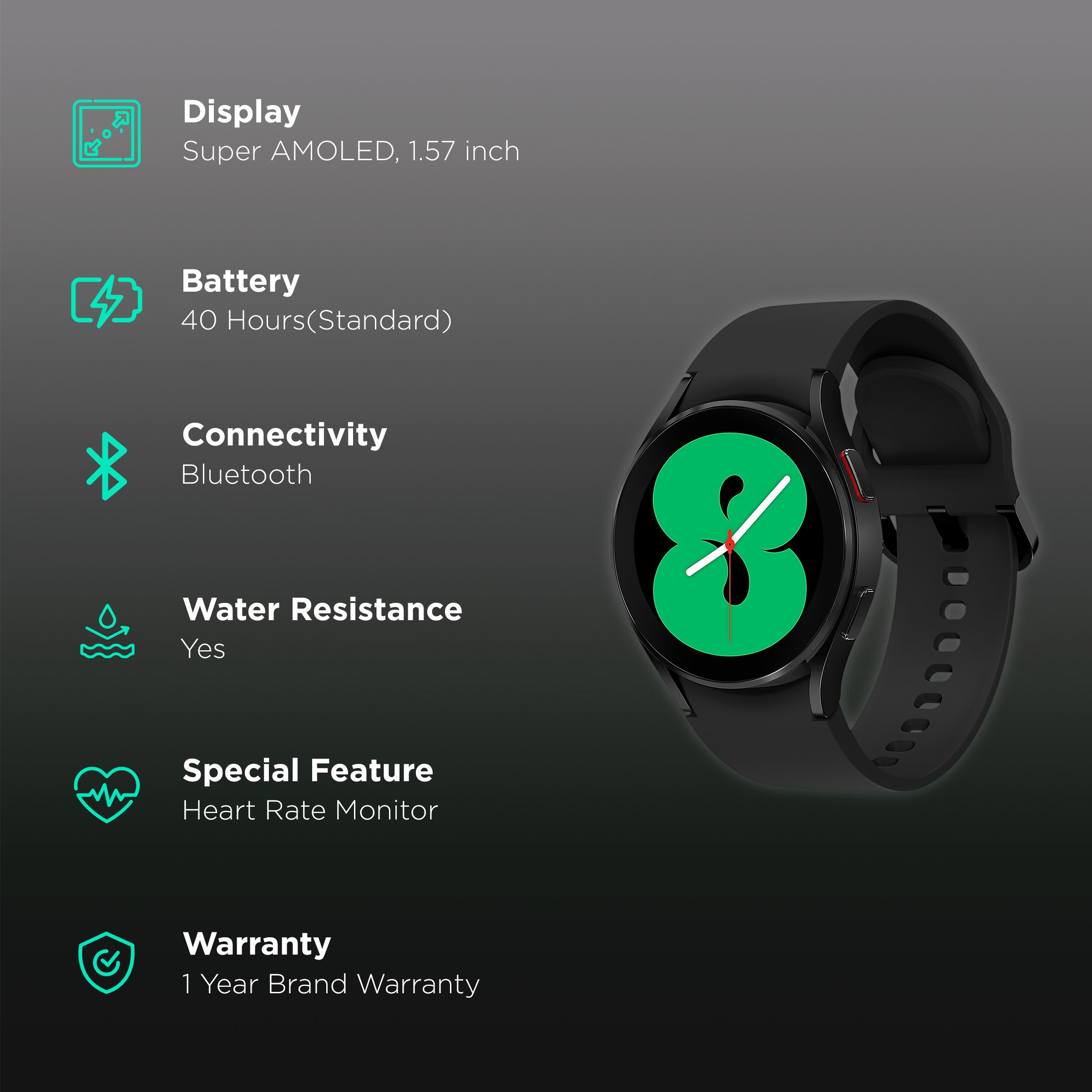 SAMSUNG Galaxy Watch4 GPS+Wi-Fi+Bluetooth Wear OS Smartwatch (40mm Super AMOLED Display, Water Resistant, Black Strap)_2
