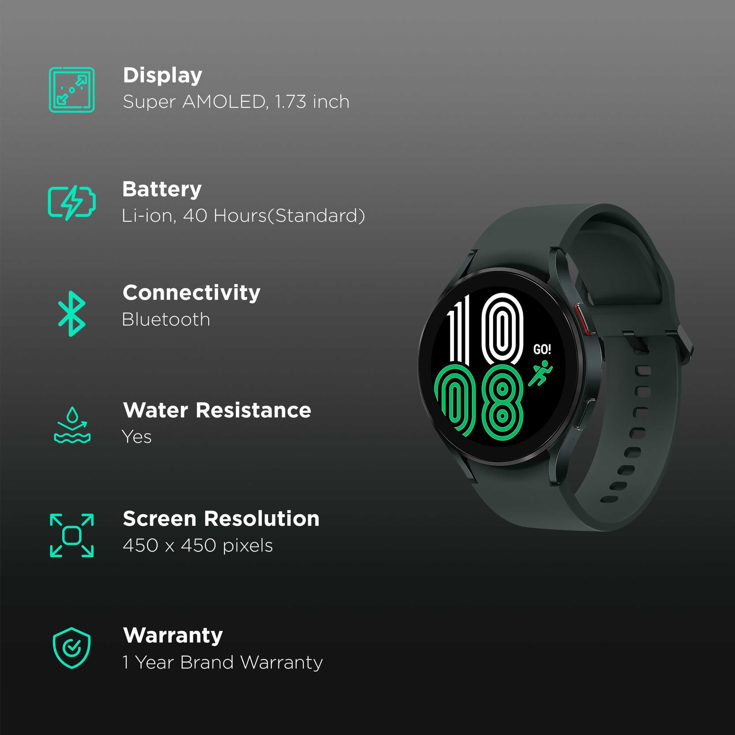 SAMSUNG Galaxy Watch4 GPS+Wi-Fi+Bluetooth Wear OS Smartwatch (44mm Super AMOLED Display, Water Resistant, Green Strap)_2