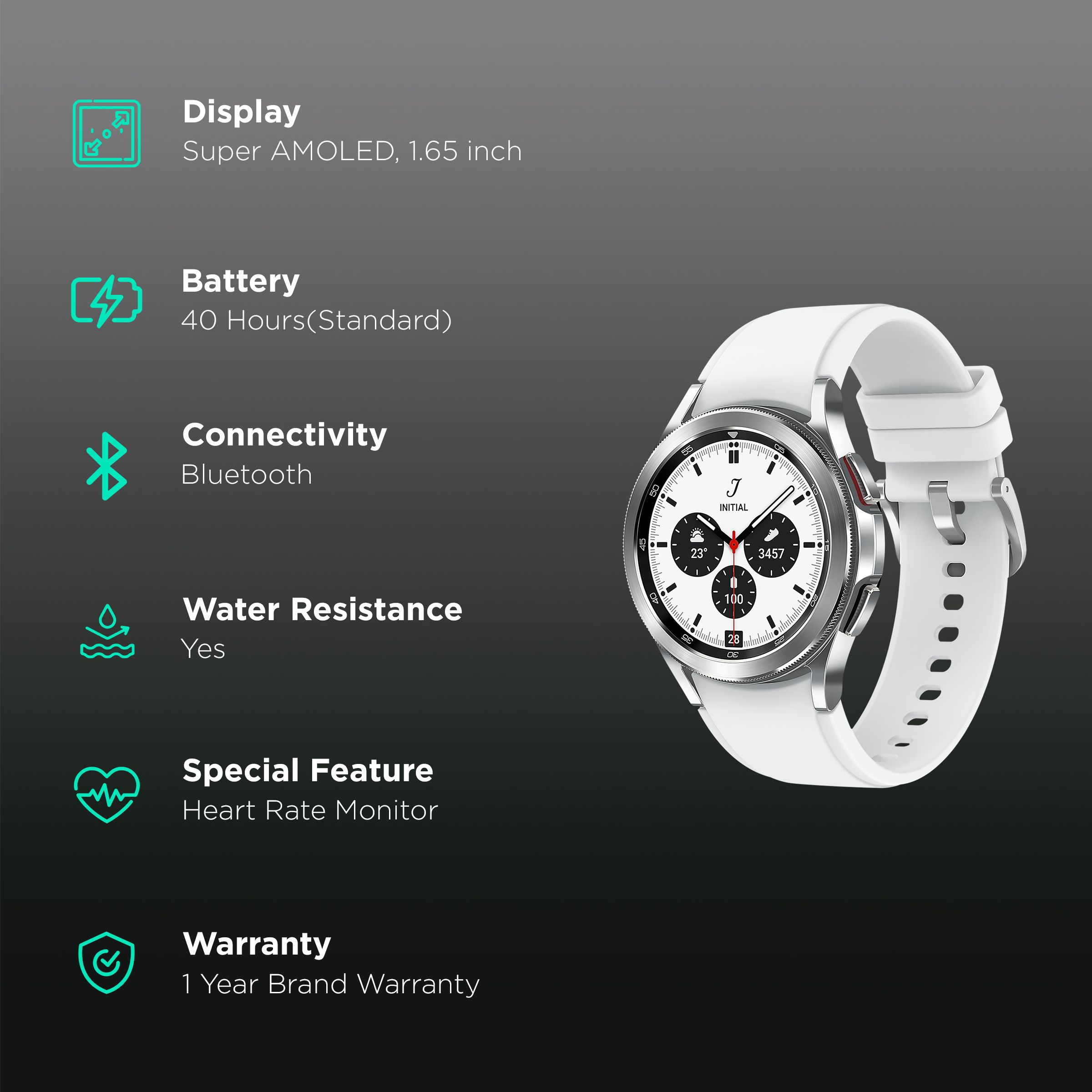 SAMSUNG Galaxy Watch4 Classic Smartwatch with Activity Tracker (42mm Super AMOLED Display, Water Resistant, Silver Strap) SAMSUNG Galaxy Watch4 Classic Smartwatch with Activity Tracker (42mm Super AMOLED Display, Water Resistant, Silver Strap)_2