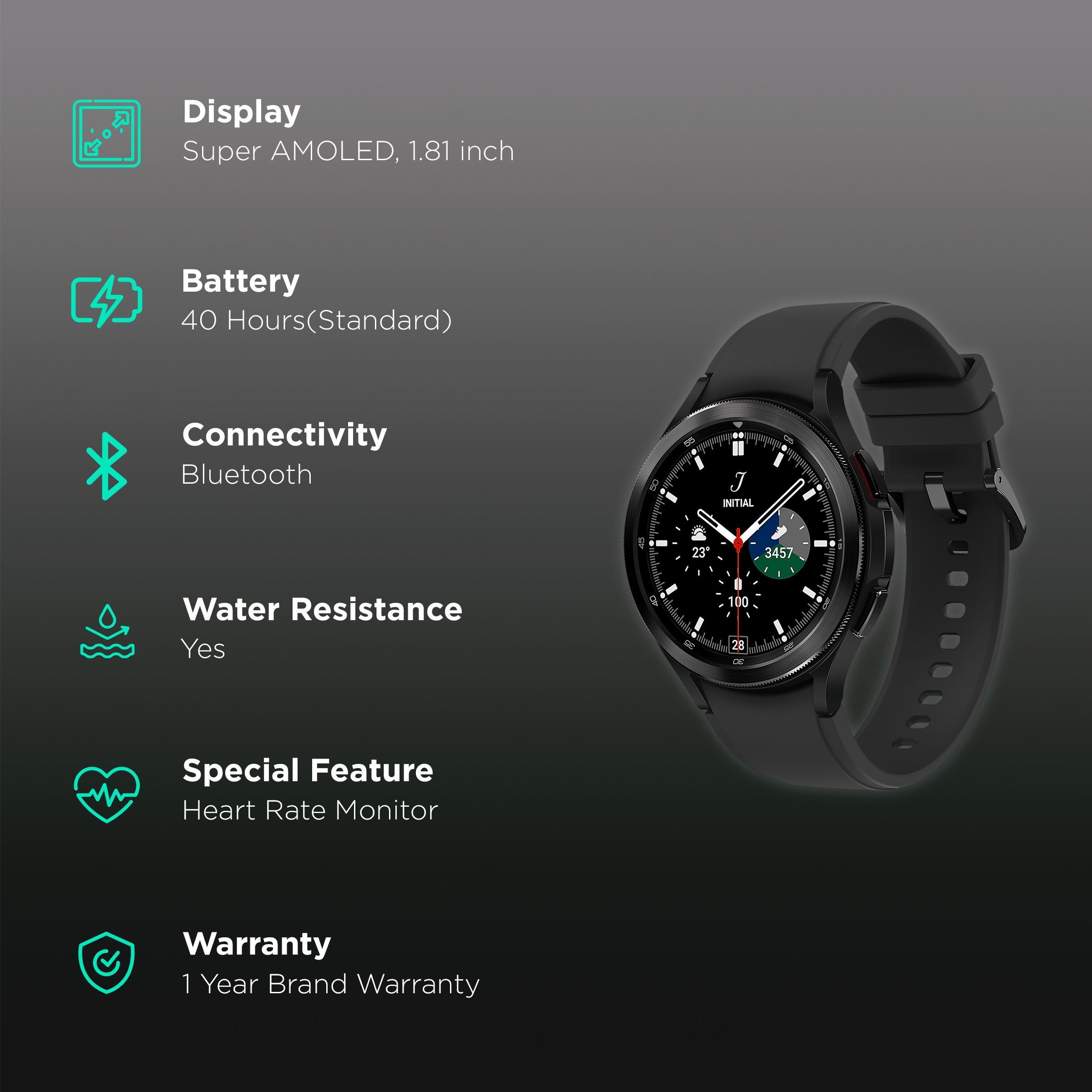 SAMSUNG Galaxy Watch4 Classic Smartwatch with Activity Tracker (46mm Super AMOLED Display, Water Resistant, Black Strap)_2