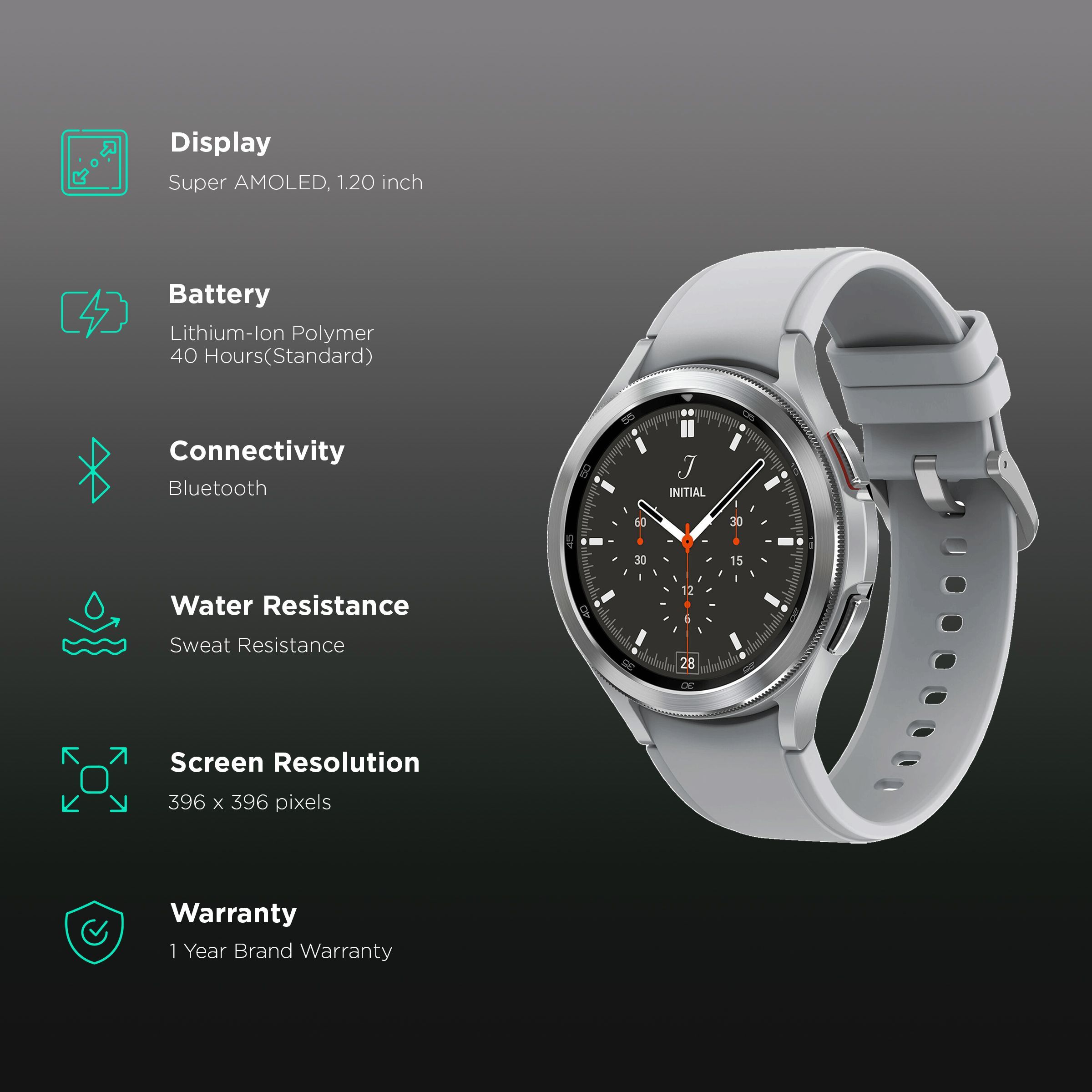 SAMSUNG Galaxy Watch4 Classic GPS+Wi-Fi+4G SIM+Bluetooth Wear OS Smartwatch (46mm Super AMOLED Display, Sweat Resistant, Silver Strap)_2