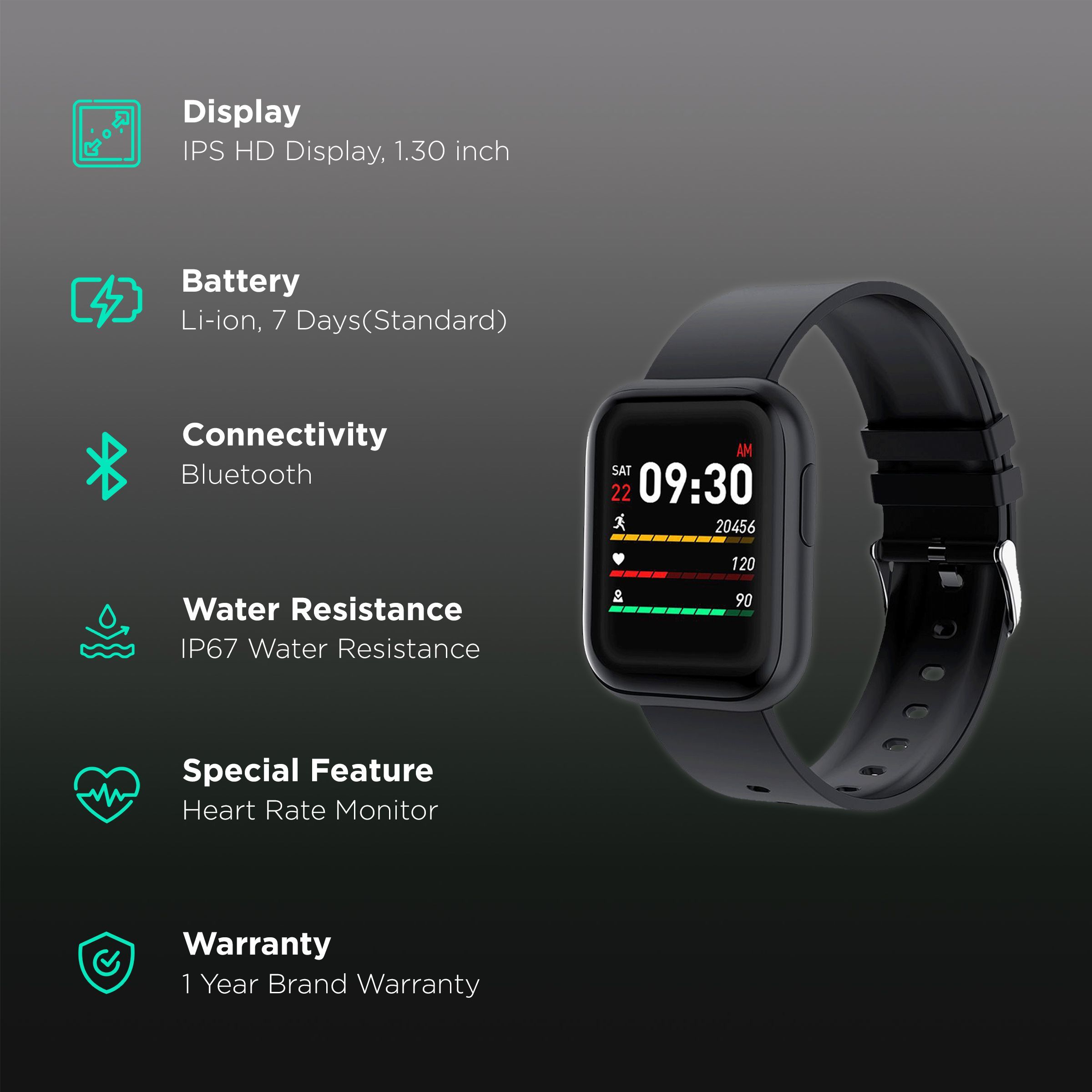 Fire-Boltt Ninja Pro BSW011 Smartwatch with Activity Tracker (33mm HD Display, IP67 Water Resistant, Black Strap)_2