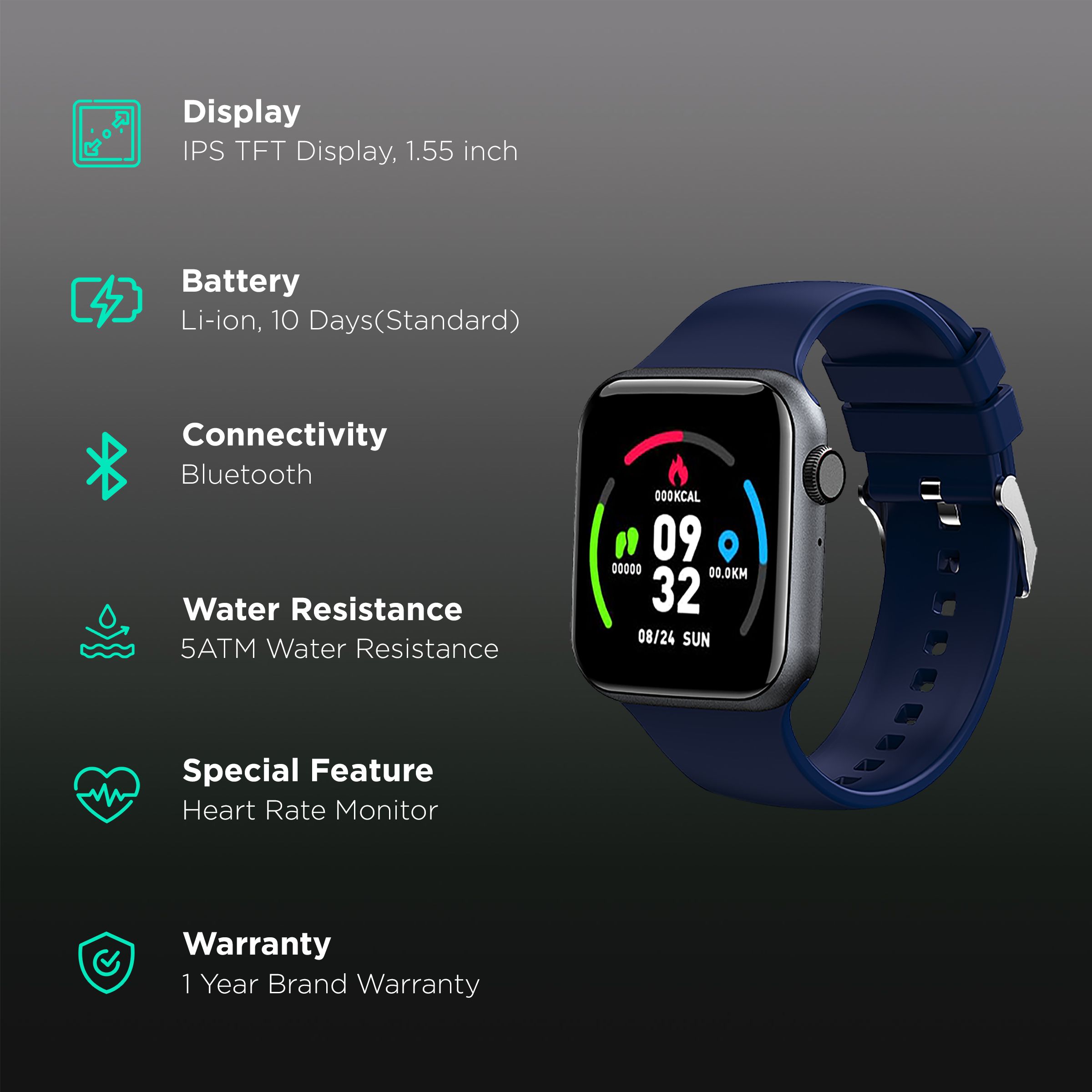 mobvoi TicWatch GTH Smartwatch with Activity Tracker (39.37mm IPS TFT Display, 5ATM Water Resistant, Black Strap)_2