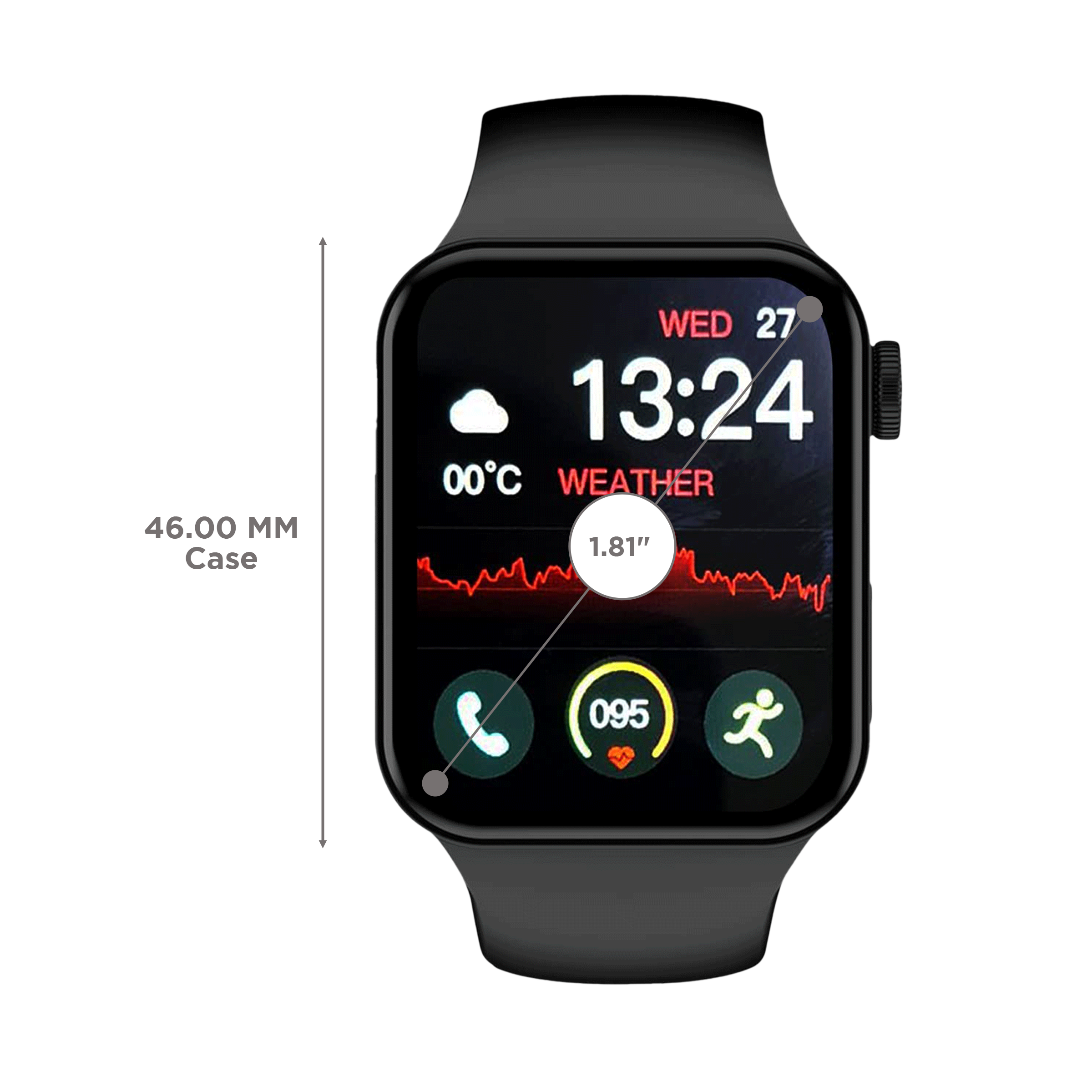 I KALL W1 Smartwatch with Bluetooth Calling (46mm IPS TFT Display, IP68 Water Resistant, Black Strap)_3