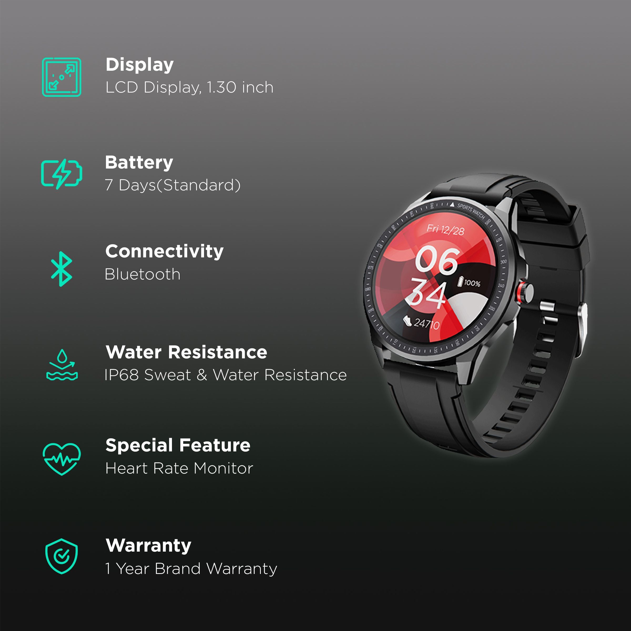 boAt Flash RTL Edition Smartwatch with Activity Tracker (33mm LCD Display, IP68 Water Resistant, Lightning Black Strap)_2